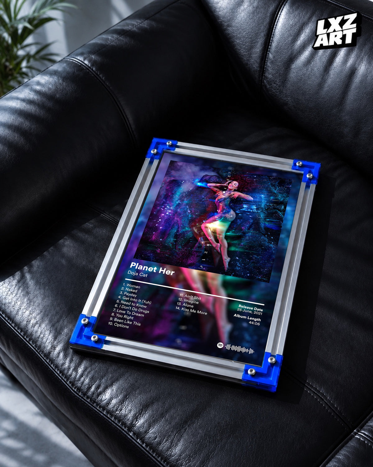 Doja Cat Planet Her Tracklist Poster | Unframed Bedroom Wall Art — LXZART display 2; frame not included