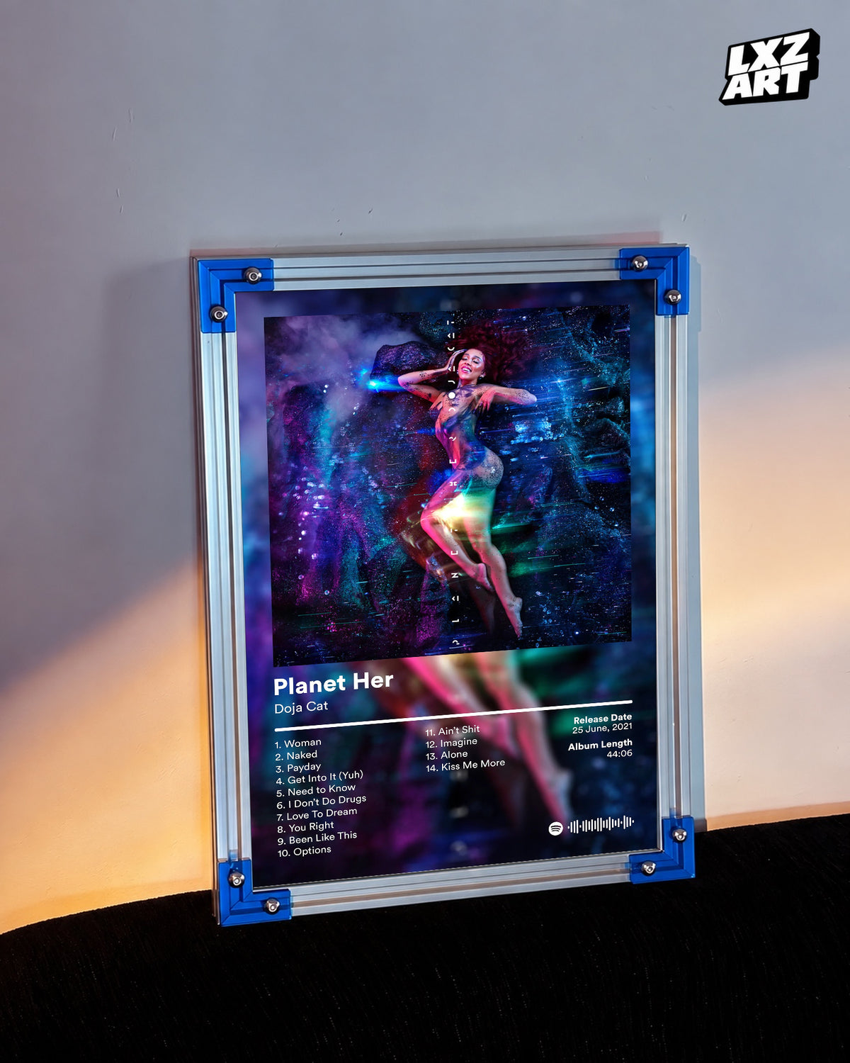 Doja Cat Planet Her Tracklist Poster | Unframed Bedroom Wall Art — LXZART display 3; frame not included