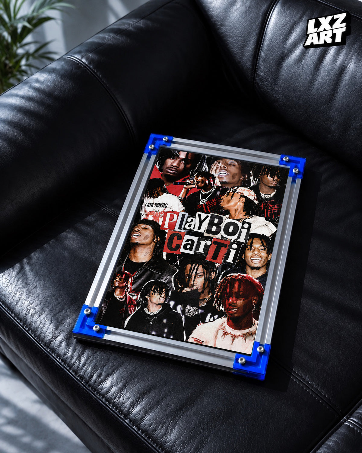 Playboi Carti Red Black Collage Poster | Unframed Bedroom Wall Art — LXZART display 2; frame not included