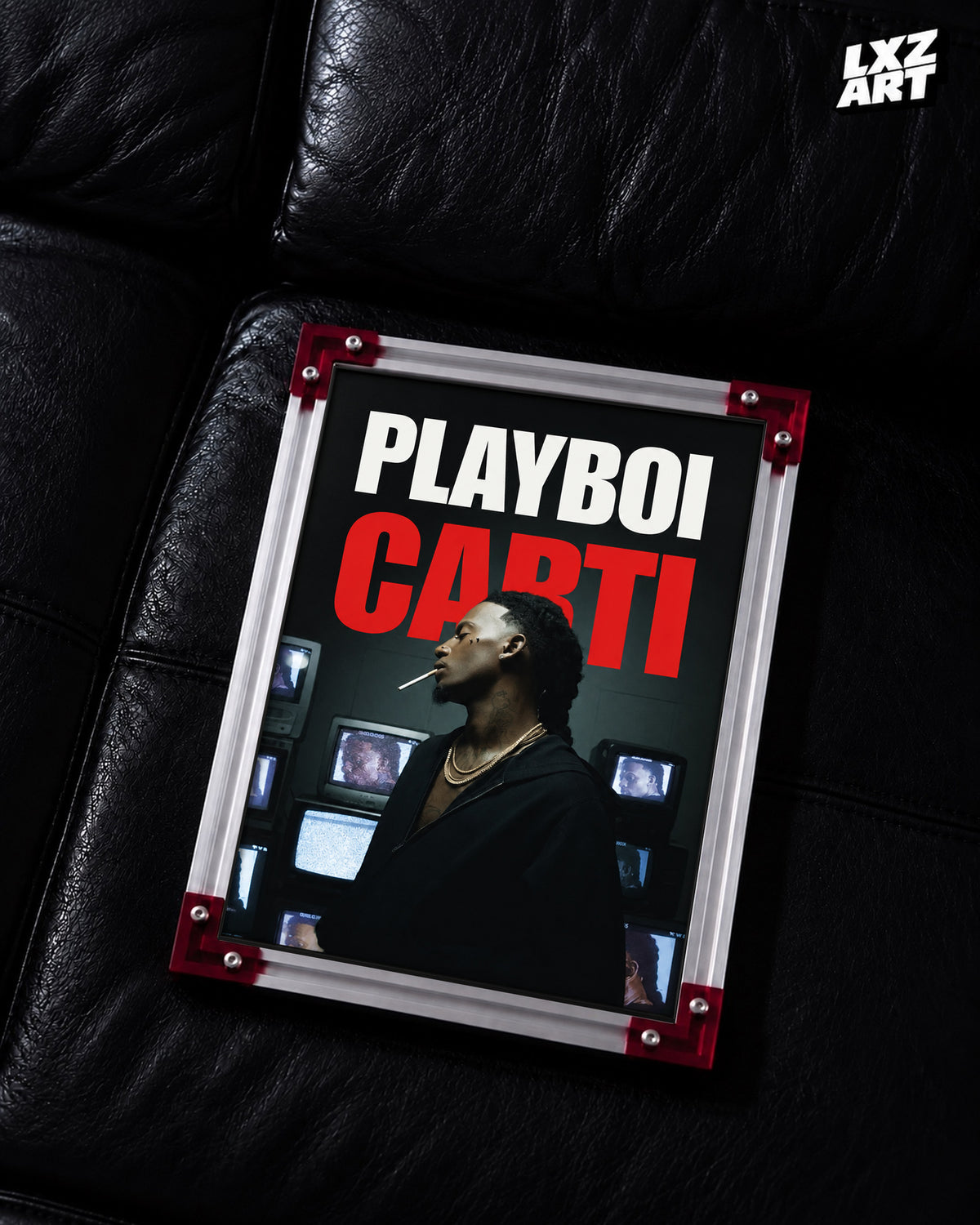 Playboi Carti TV Portrait Poster | Unframed Bedroom Wall Art — LXZART display 2; frame not included