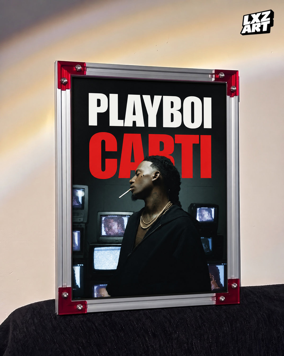 Playboi Carti TV Portrait Poster | Unframed Bedroom Wall Art — LXZART display 3; frame not included
