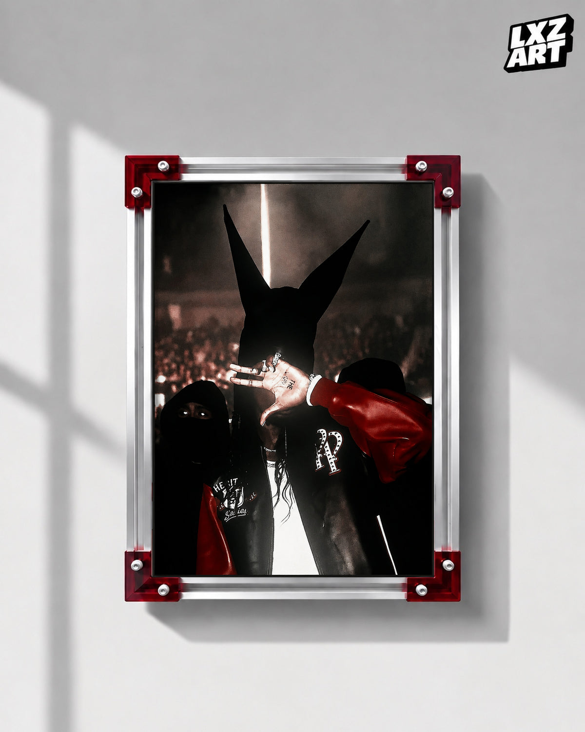 Playboi Carti Masked Performance Poster | Unframed Bedroom Wall Art — LXZART display 1; frame not included