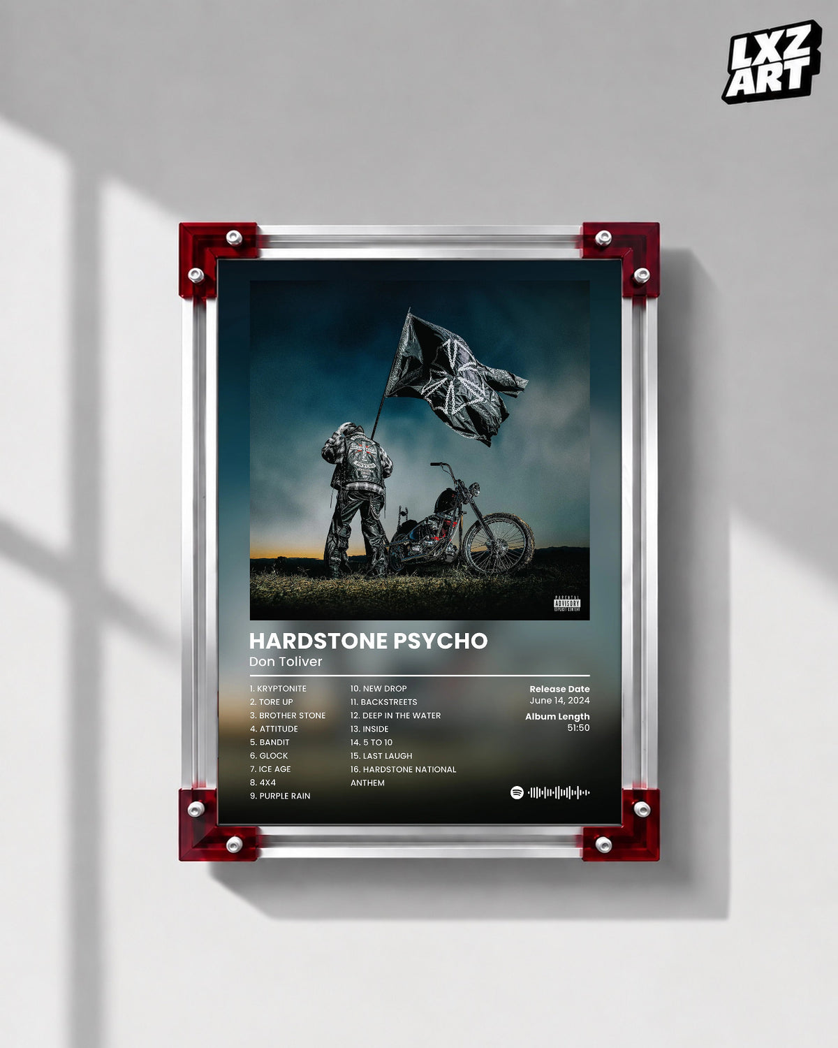 Don Toliver Hardstone Psycho Tracklist Poster | Unframed Bedroom Wall Art — LXZART display 1; frame not included