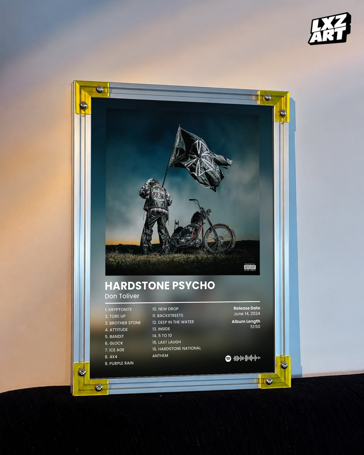 Don Toliver Hardstone Psycho Tracklist Poster | Unframed Bedroom Wall Art — LXZART display 3; frame not included