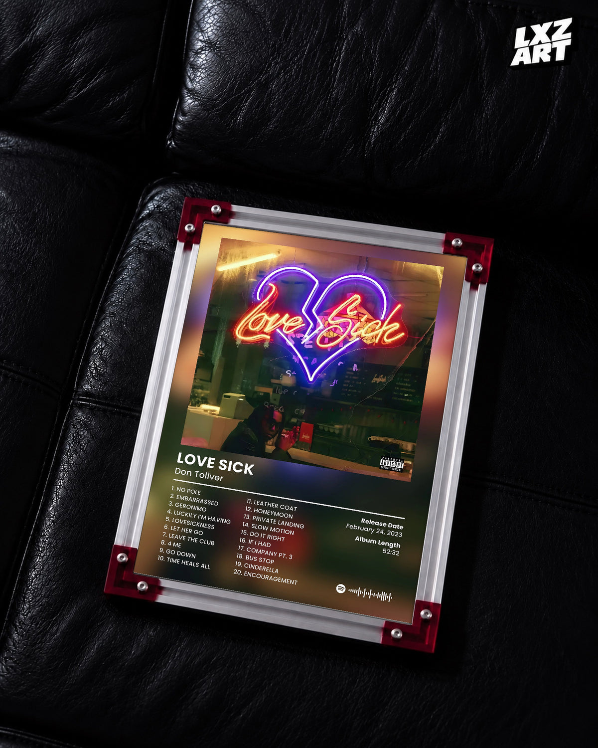 Don Toliver Love Sick Tracklist Poster | Unframed Bedroom Wall Art — LXZART display 2; frame not included