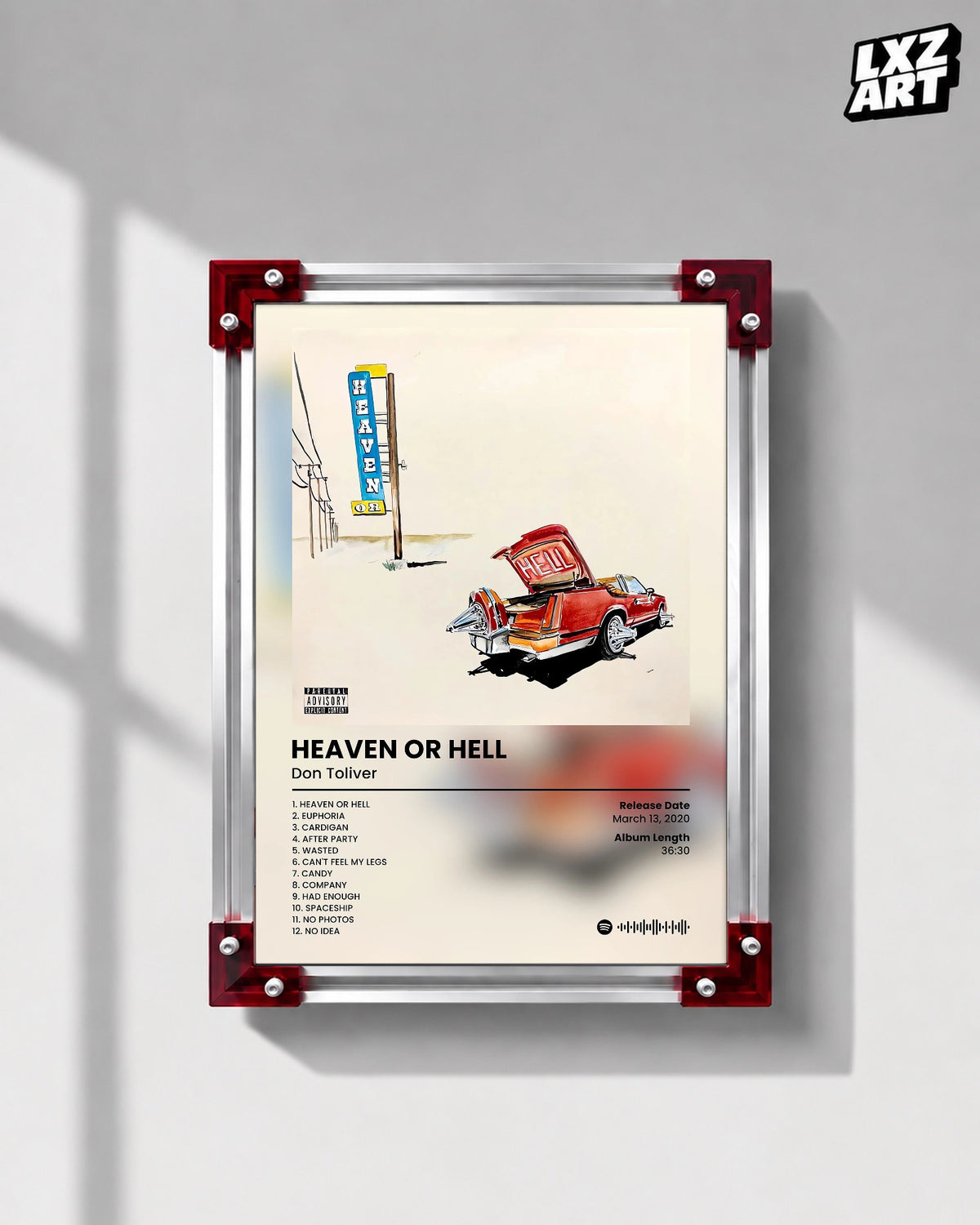 Don Toliver Heaven or Hell Tracklist Poster | Unframed Bedroom Wall Art — LXZART display 1; frame not included