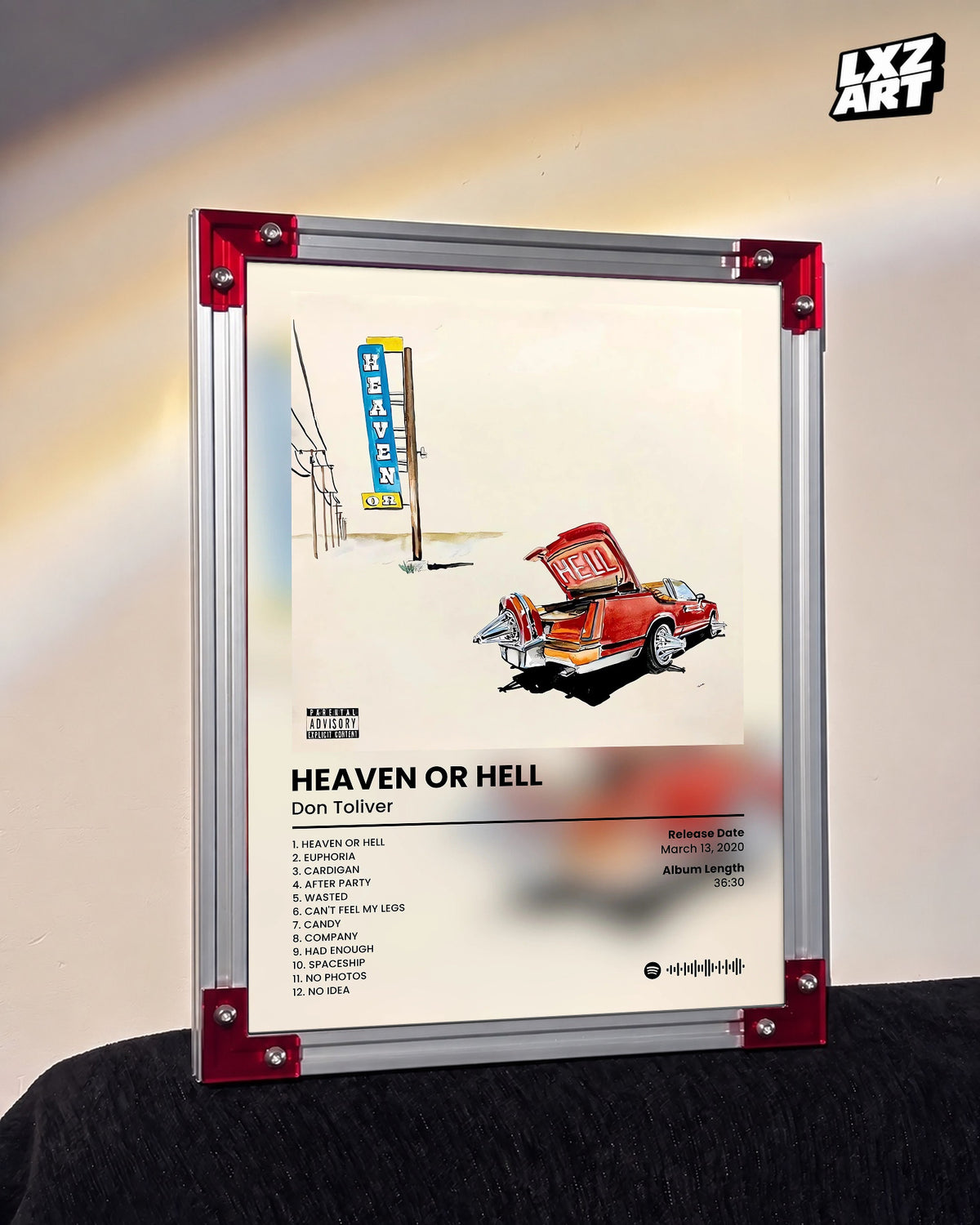 Don Toliver Heaven or Hell Tracklist Poster | Unframed Bedroom Wall Art — LXZART display 3; frame not included