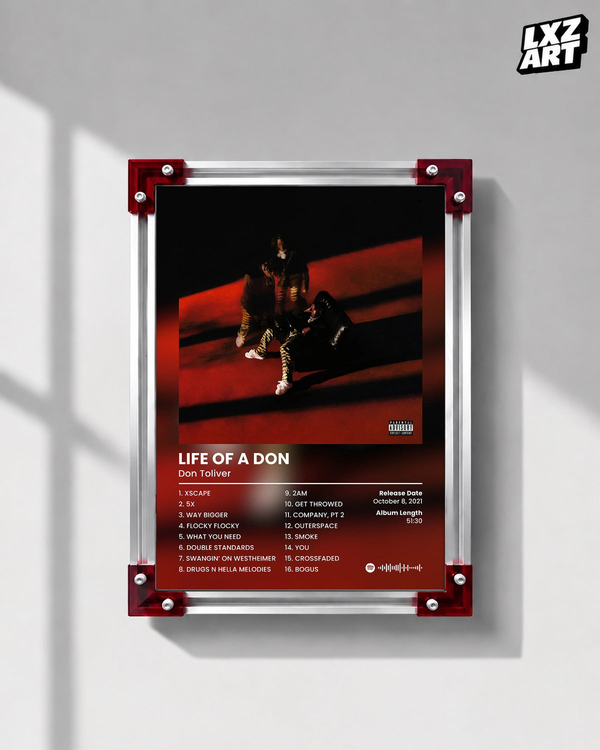 Don Toliver Life of a Don Tracklist Poster | Unframed Bedroom Wall Art — LXZART display 1; frame not included