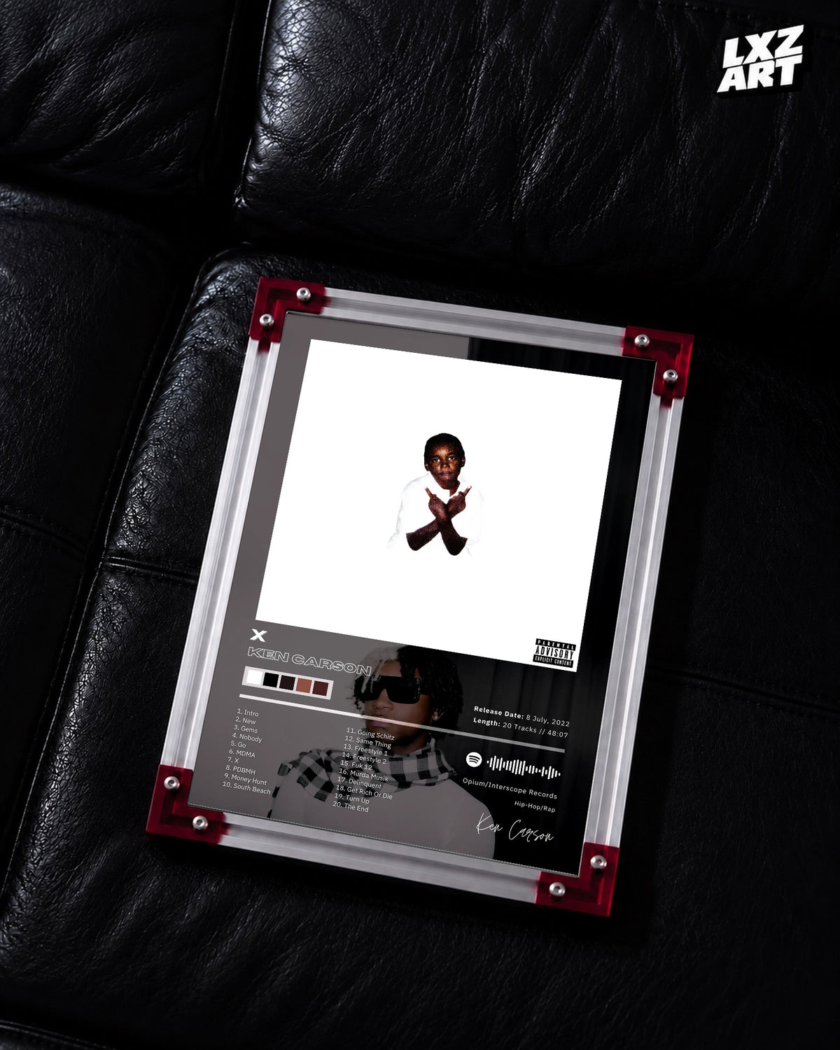 Ken Carson X Tracklist Poster | Unframed Bedroom Wall Art — LXZART display 2; frame not included