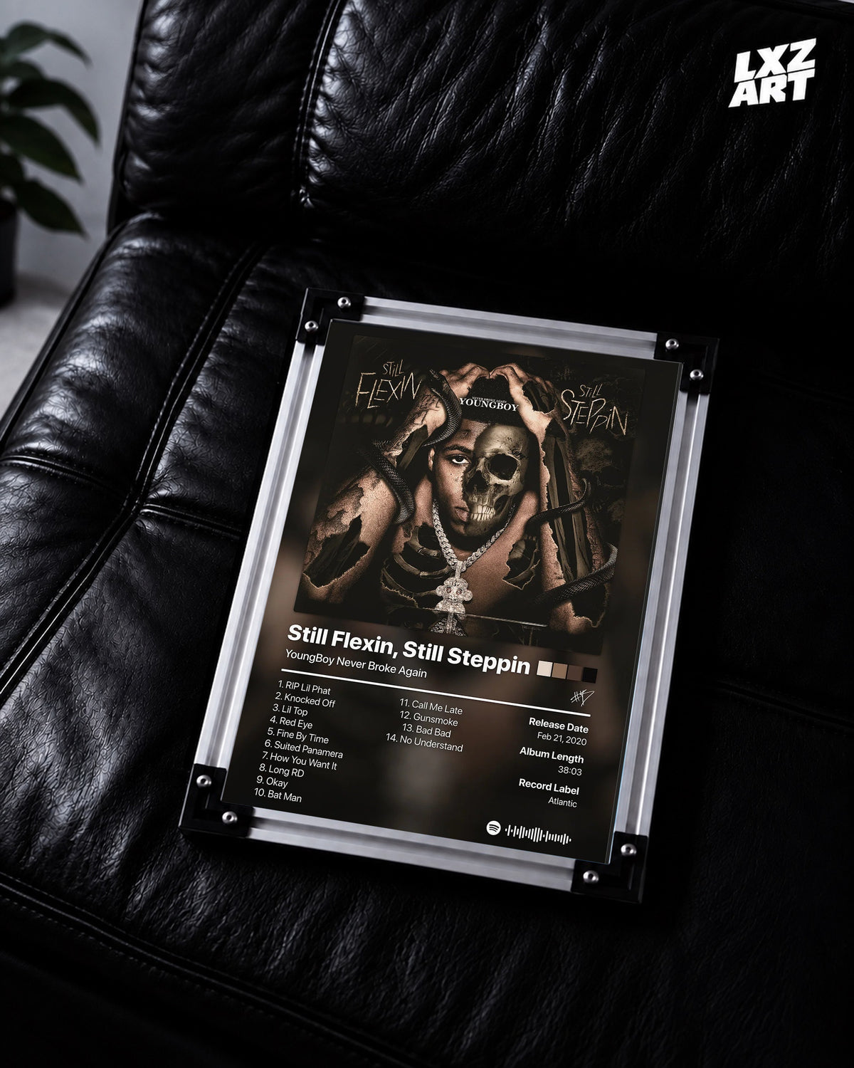 YoungBoy Never Broke Again Still Flexin, Still Steppin Tracklist Poster | Unframed Bedroom Wall Art — LXZART display 2; frame not included