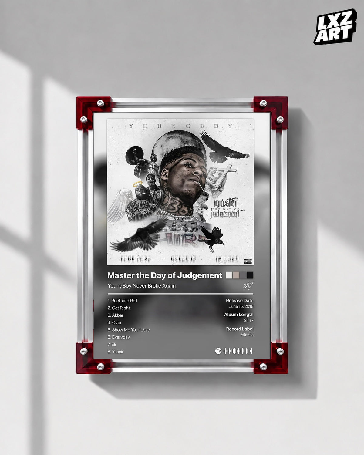 YoungBoy Never Broke Again Master the Day of Judgement Tracklist Poster | Unframed Bedroom Wall Art — LXZART display 1; frame not included