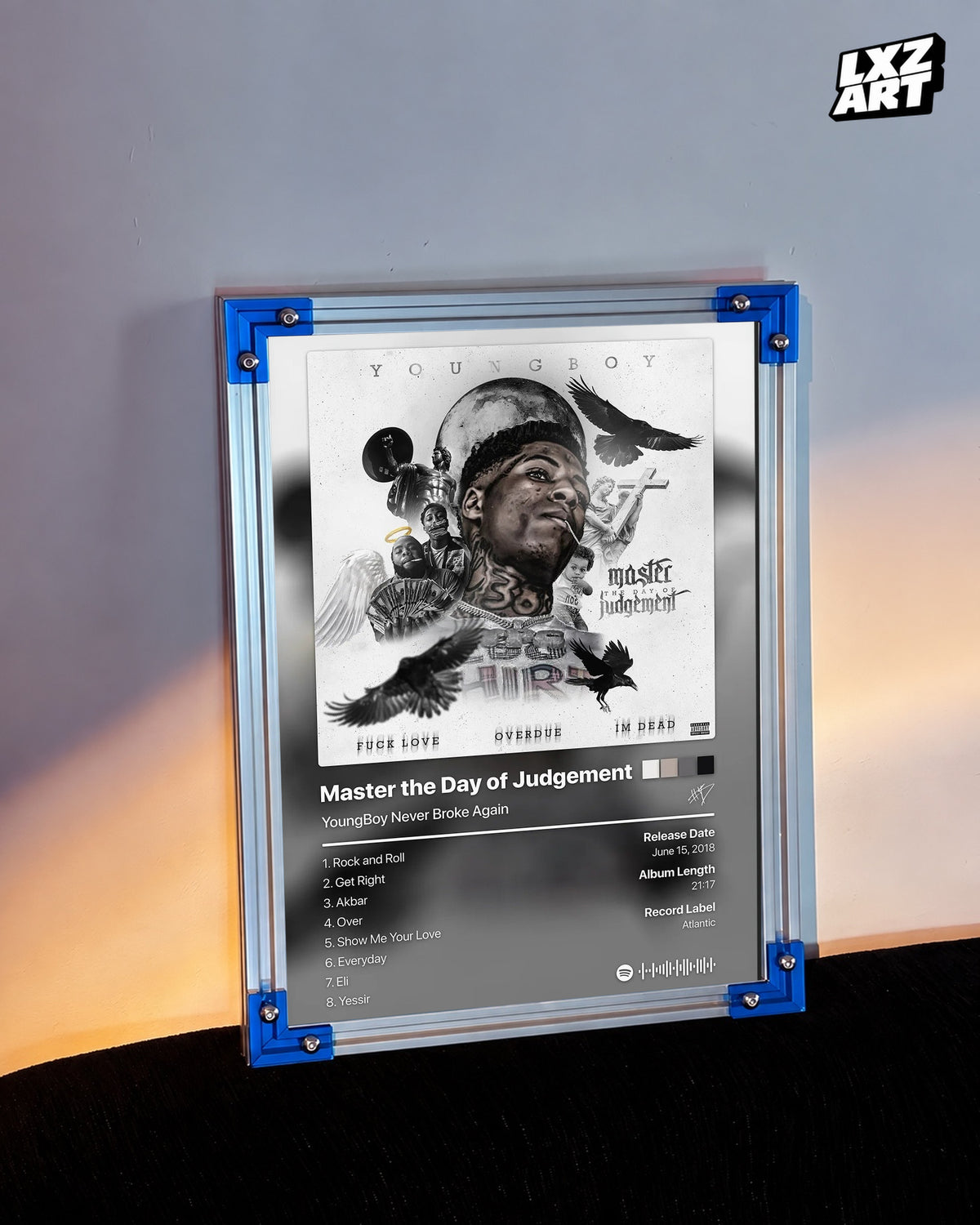 YoungBoy Never Broke Again Master the Day of Judgement Tracklist Poster | Unframed Bedroom Wall Art — LXZART display 3; frame not included
