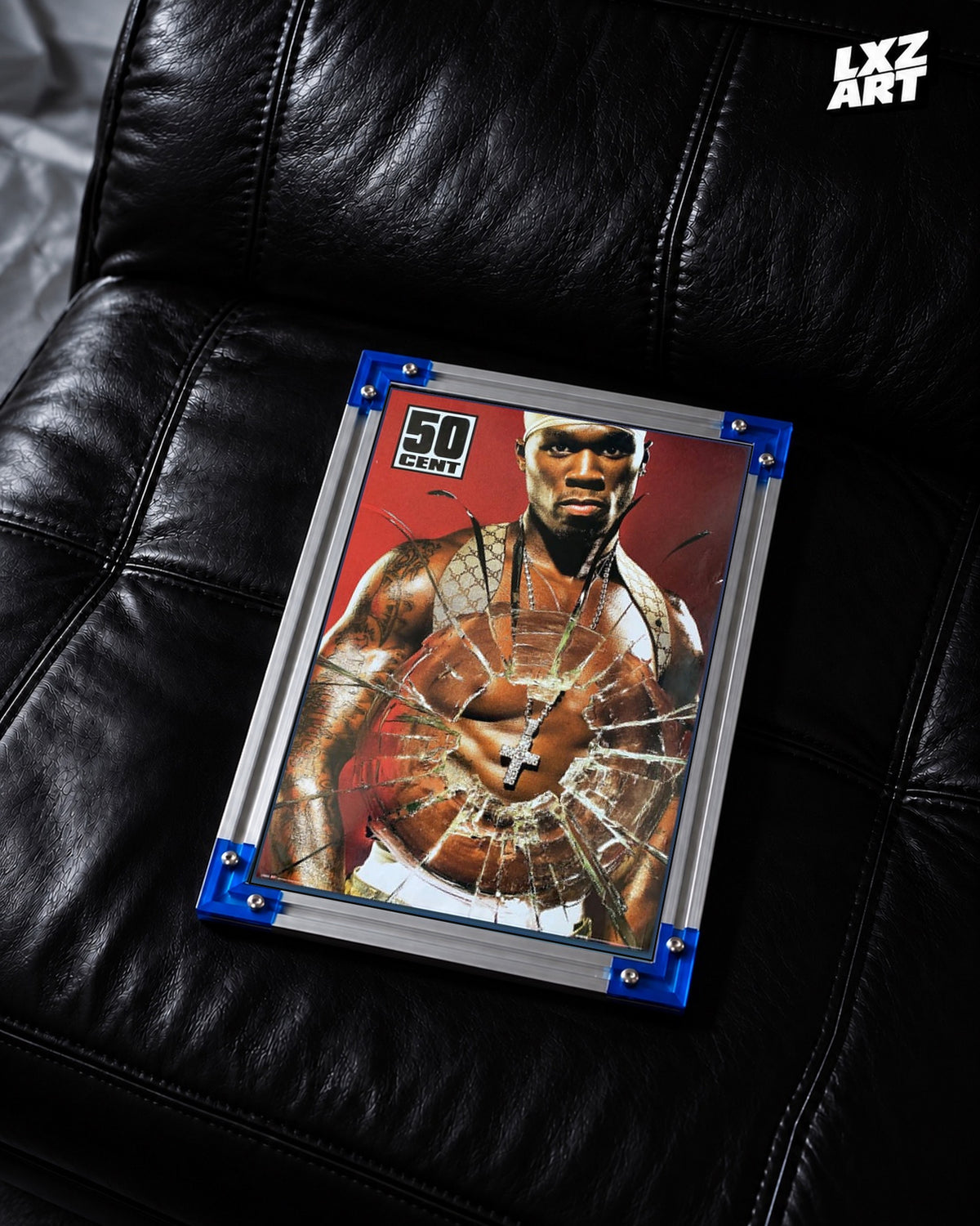 50 Cent Red Shattered Glass Promo Poster | Unframed Wall Art — LXZART display 2; frame not included