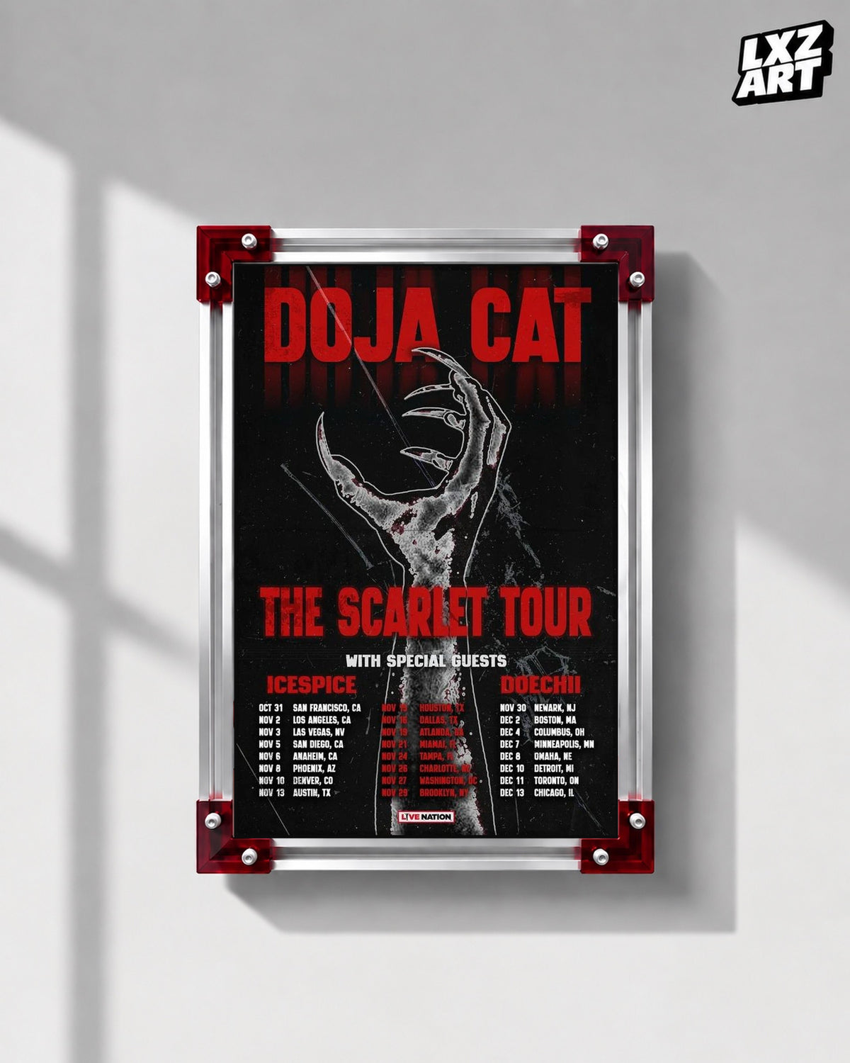 Doja Cat Scarlet Tour Poster | Unframed Wall Art — LXZART display 1; frame not included