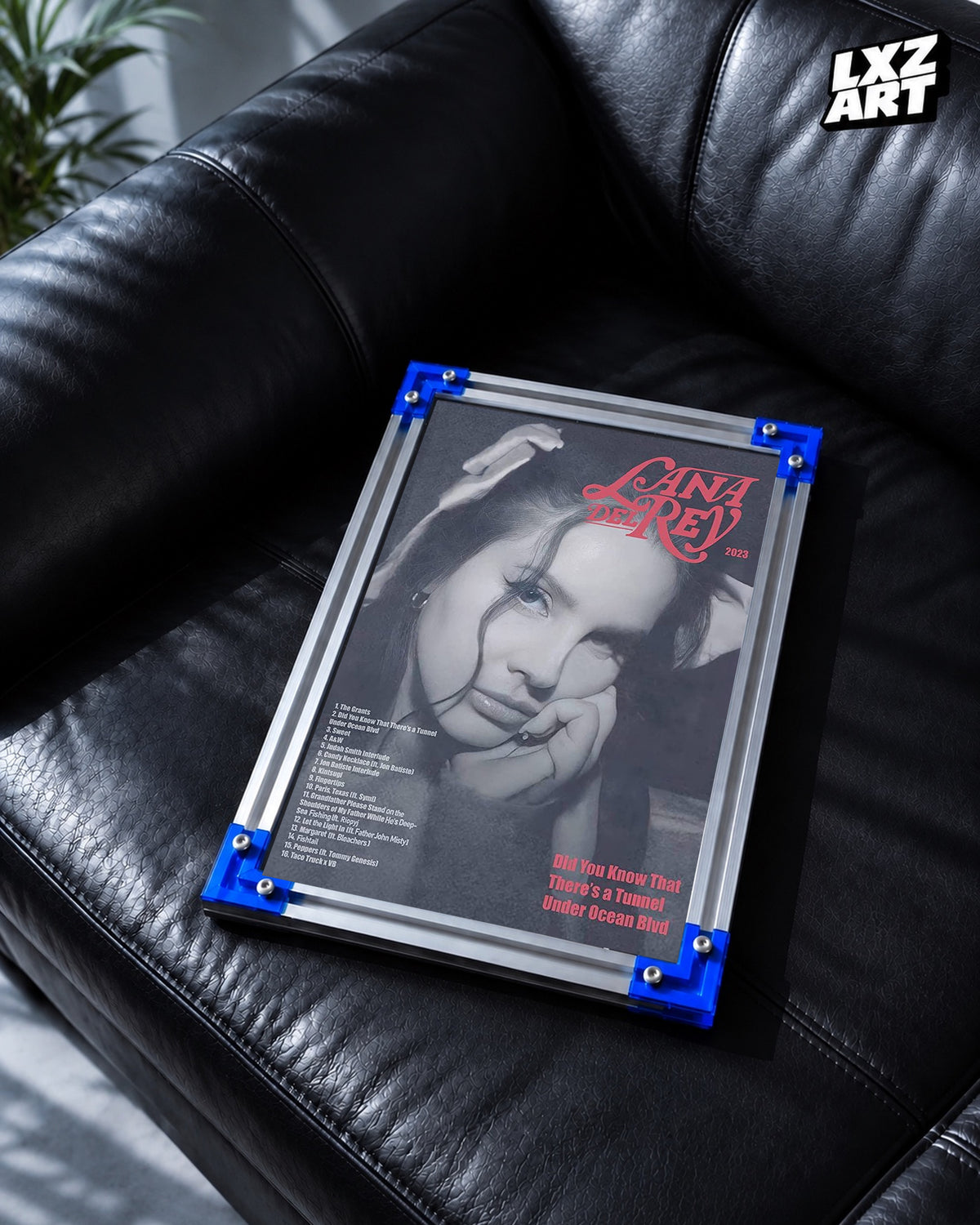 Lana Del Rey Ocean Blvd Portrait Tracklist Poster | Unframed Bedroom Wall Art — LXZART display 2; frame not included