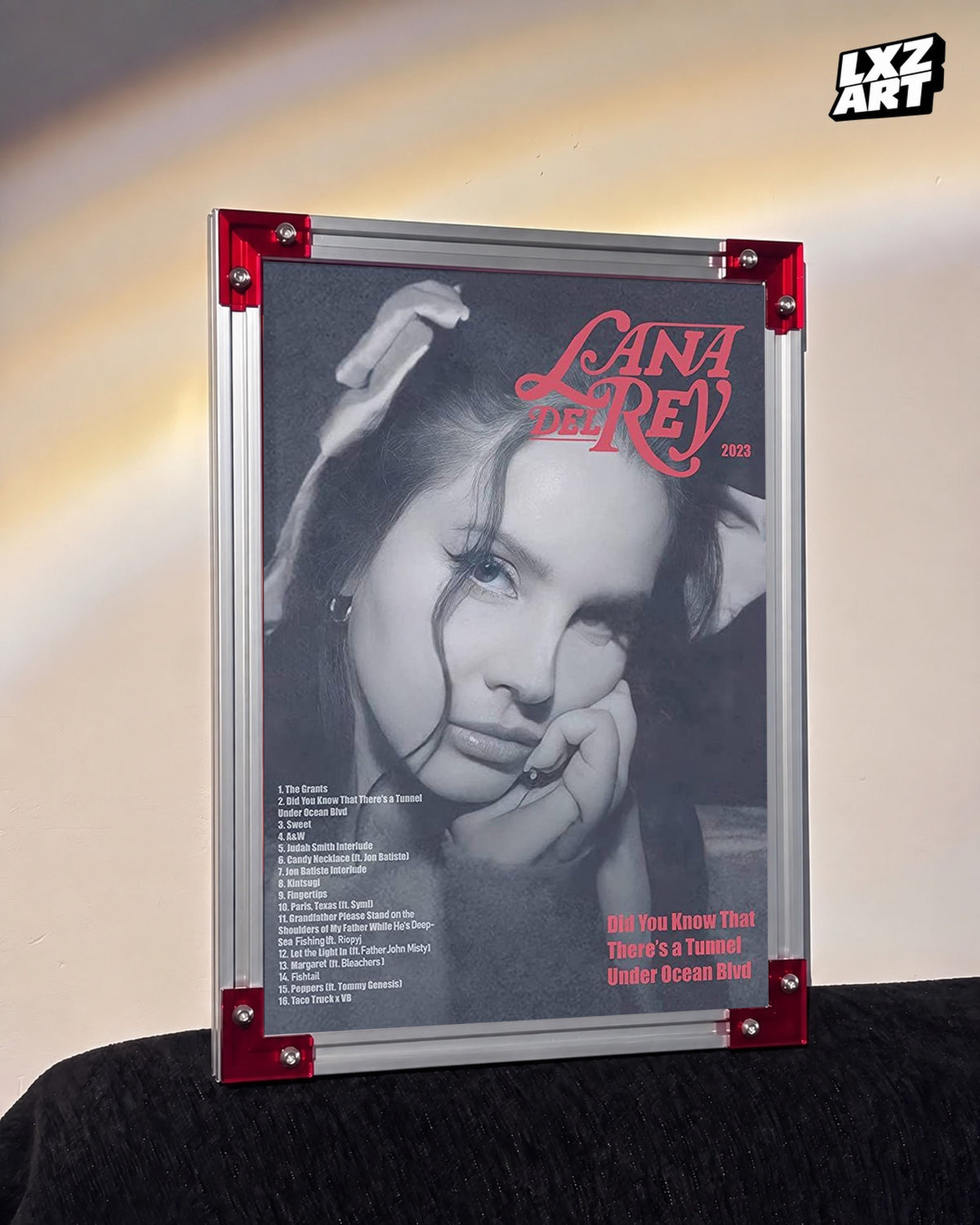 Lana Del Rey Ocean Blvd Portrait Tracklist Poster | Unframed Bedroom Wall Art — LXZART display 3; frame not included