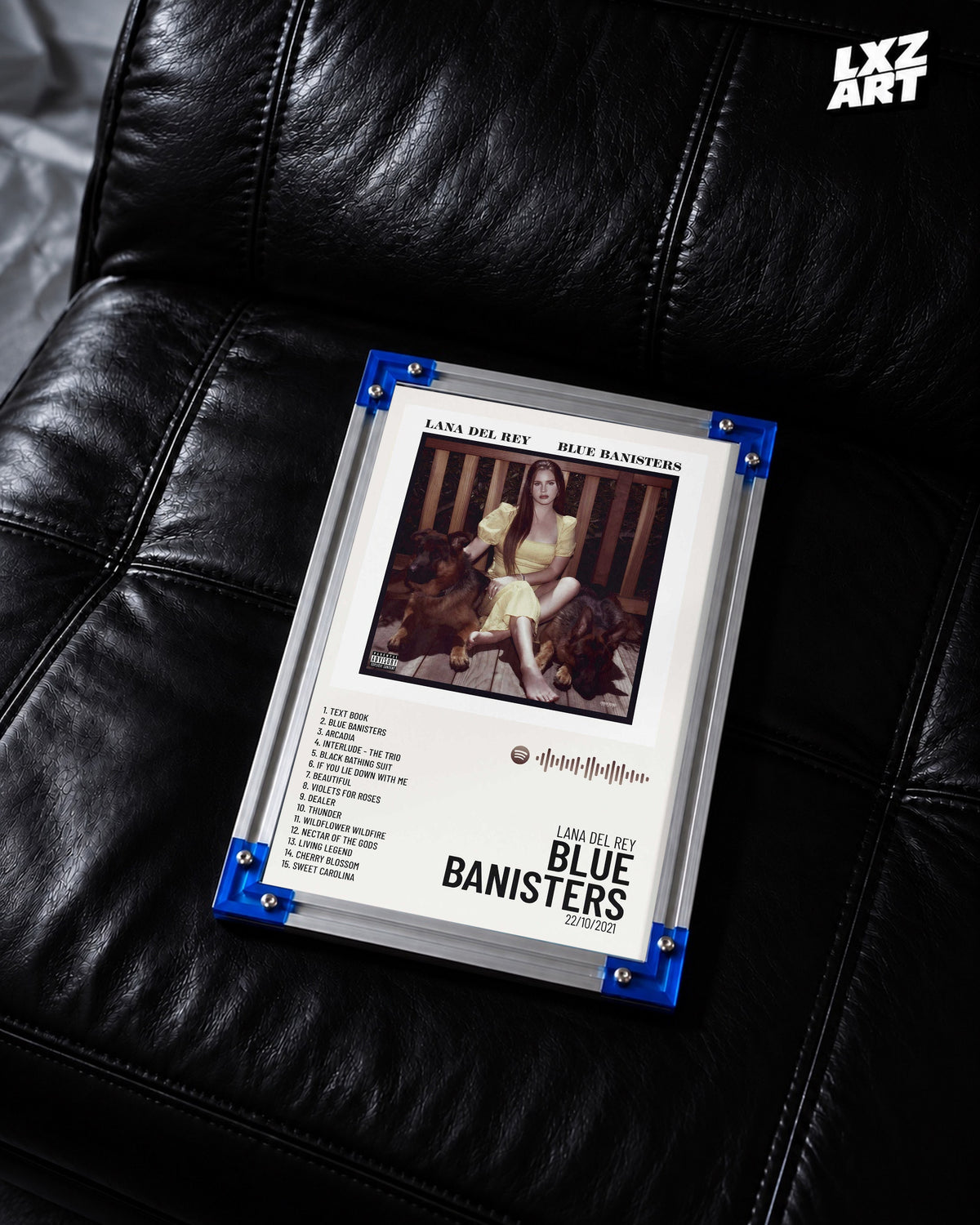 Lana Del Rey Blue Banisters Album Tracklist Poster | Unframed Bedroom Wall Art — LXZART display 2; frame not included
