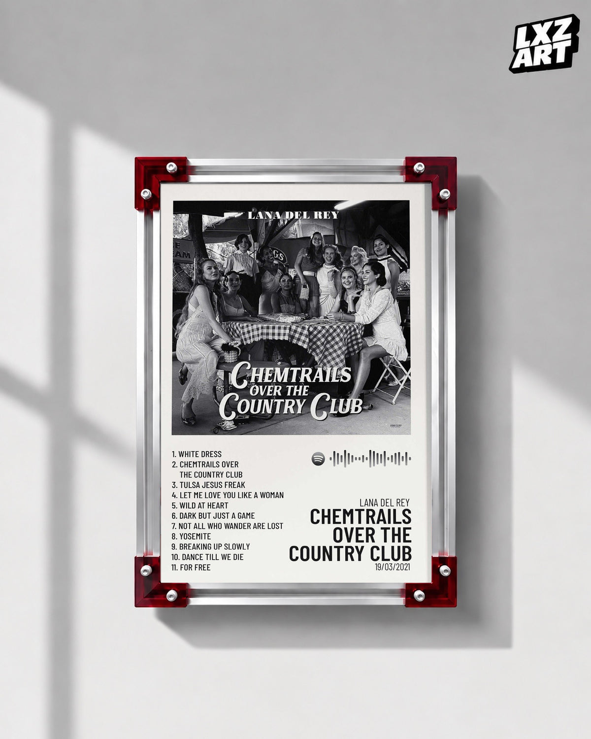 Lana Del Rey Chemtrails Over the Country Club Tracklist Poster | Unframed Wall Art — LXZART display 1; frame not included