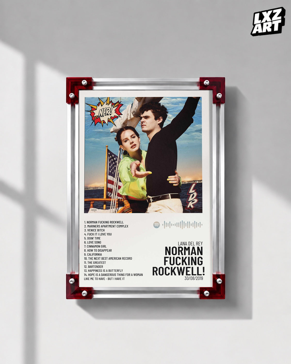 Lana Del Rey Norman Fucking Rockwell! Tracklist Poster | Unframed Bedroom Wall Art — LXZART display 1; frame not included