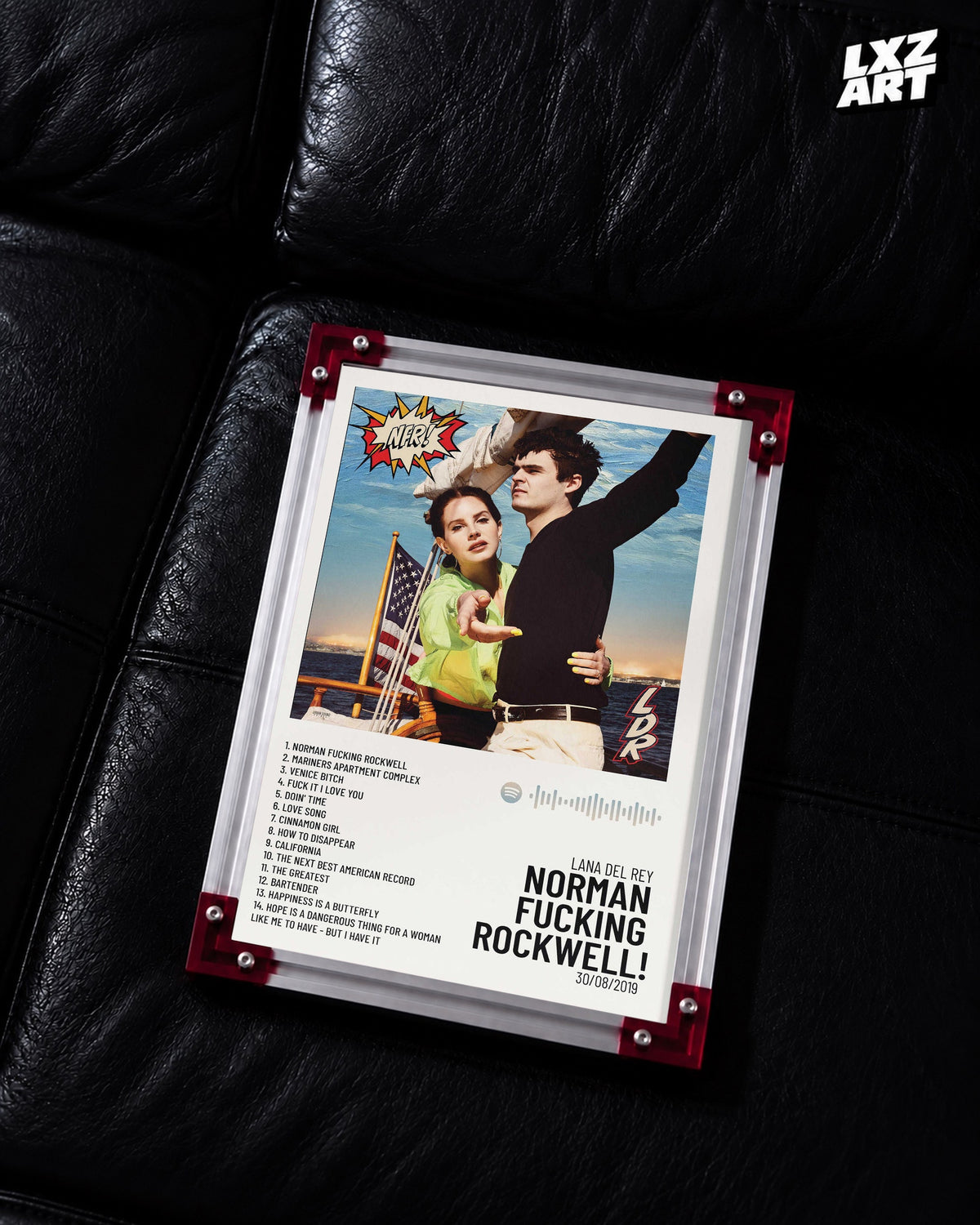 Lana Del Rey Norman Fucking Rockwell! Tracklist Poster | Unframed Bedroom Wall Art — LXZART display 2; frame not included