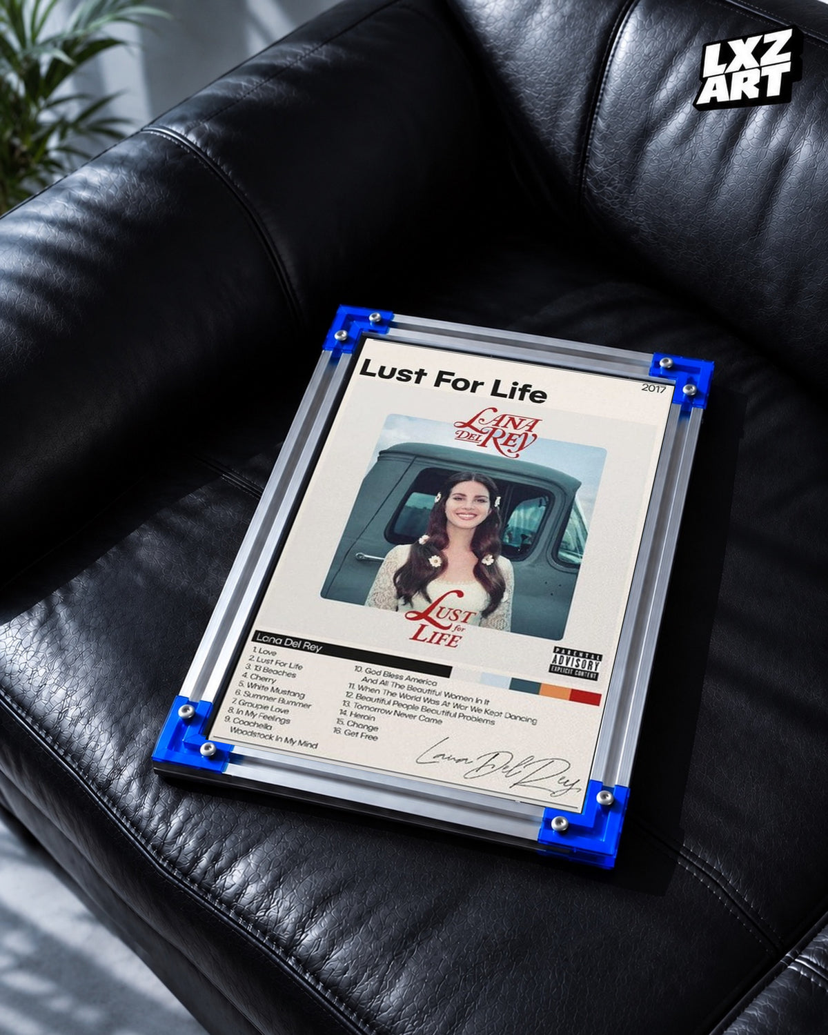 Lana Del Rey Lust for Life Album Tracklist Poster | Unframed Bedroom Wall Art — LXZART display 2; frame not included