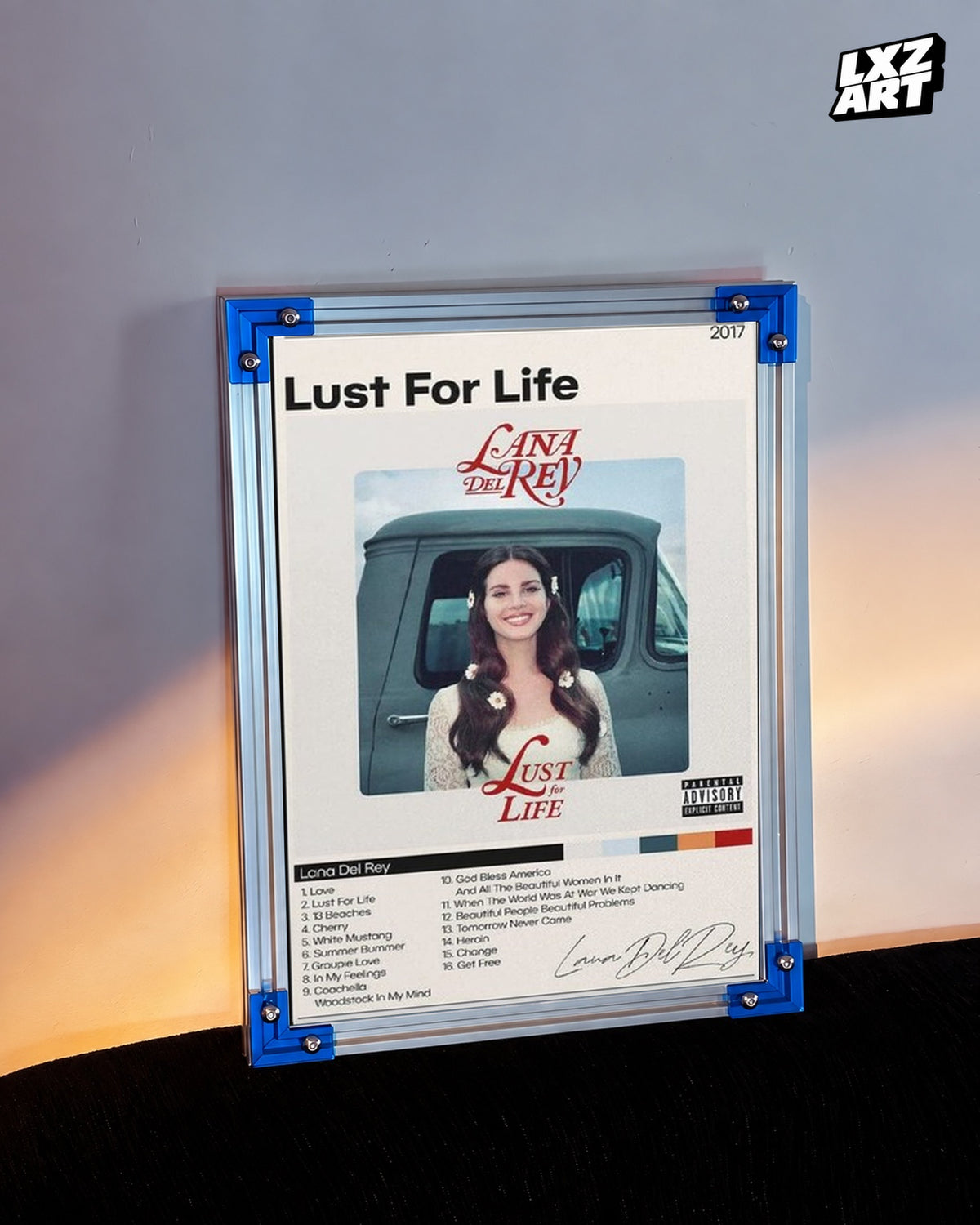 Lana Del Rey Lust for Life Album Tracklist Poster | Unframed Bedroom Wall Art — LXZART display 3; frame not included