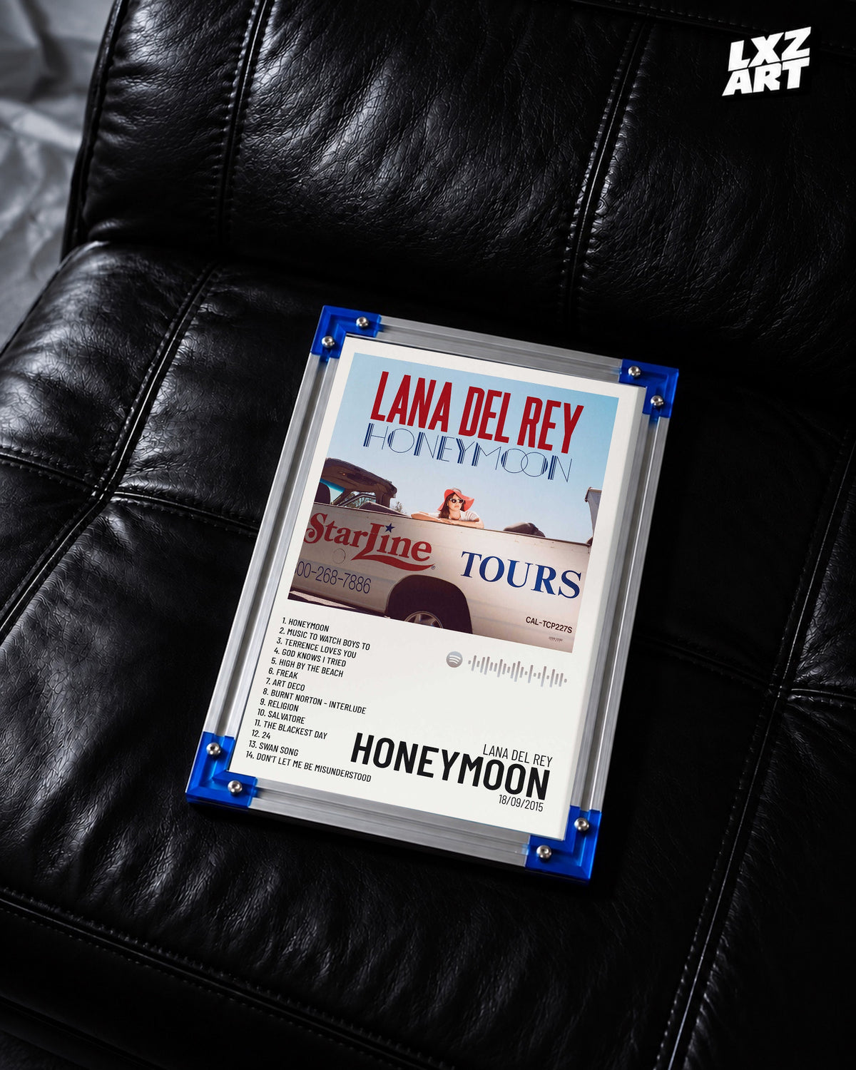 Lana Del Rey Honeymoon Album Tracklist Poster | Unframed Bedroom Wall Art — LXZART display 2; frame not included