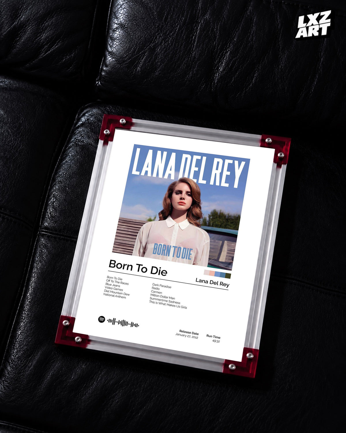 Lana Del Rey Born to Die Album Tracklist Poster | Unframed Bedroom Wall Art — LXZART display 2; frame not included