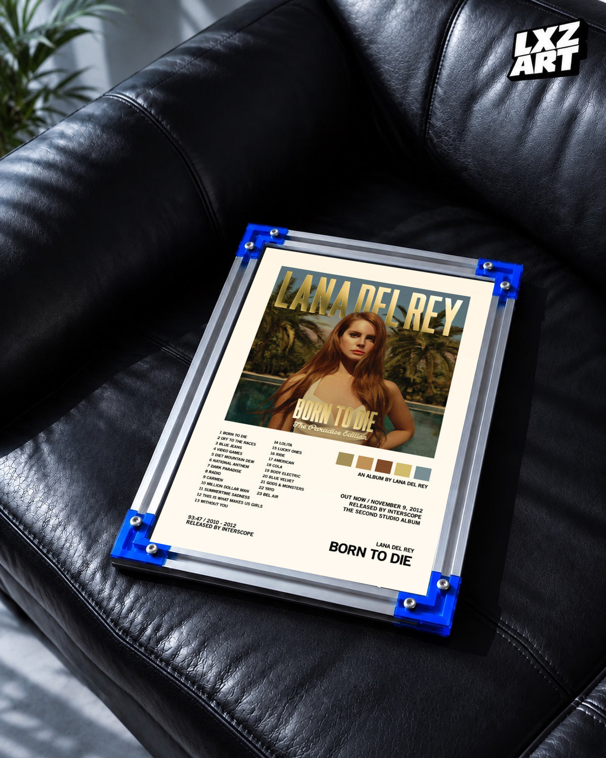 Lana Del Rey Born to Die Paradise Edition Tracklist Poster | Unframed Wall Art — LXZART display 2; frame not included