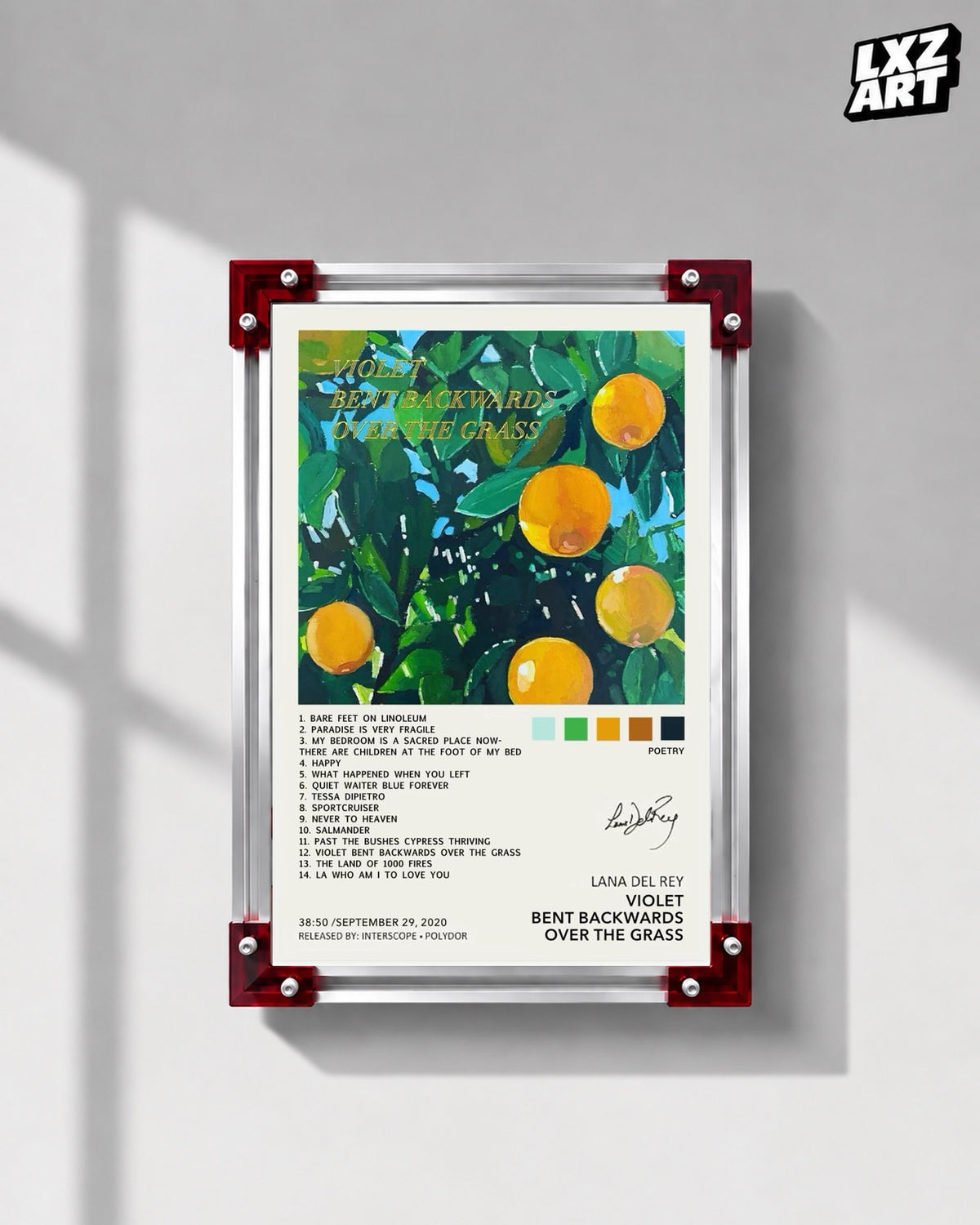 Lana Del Rey Violet Bent Backwards Over the Grass Poster | Unframed Wall Art — LXZART display 1; frame not included