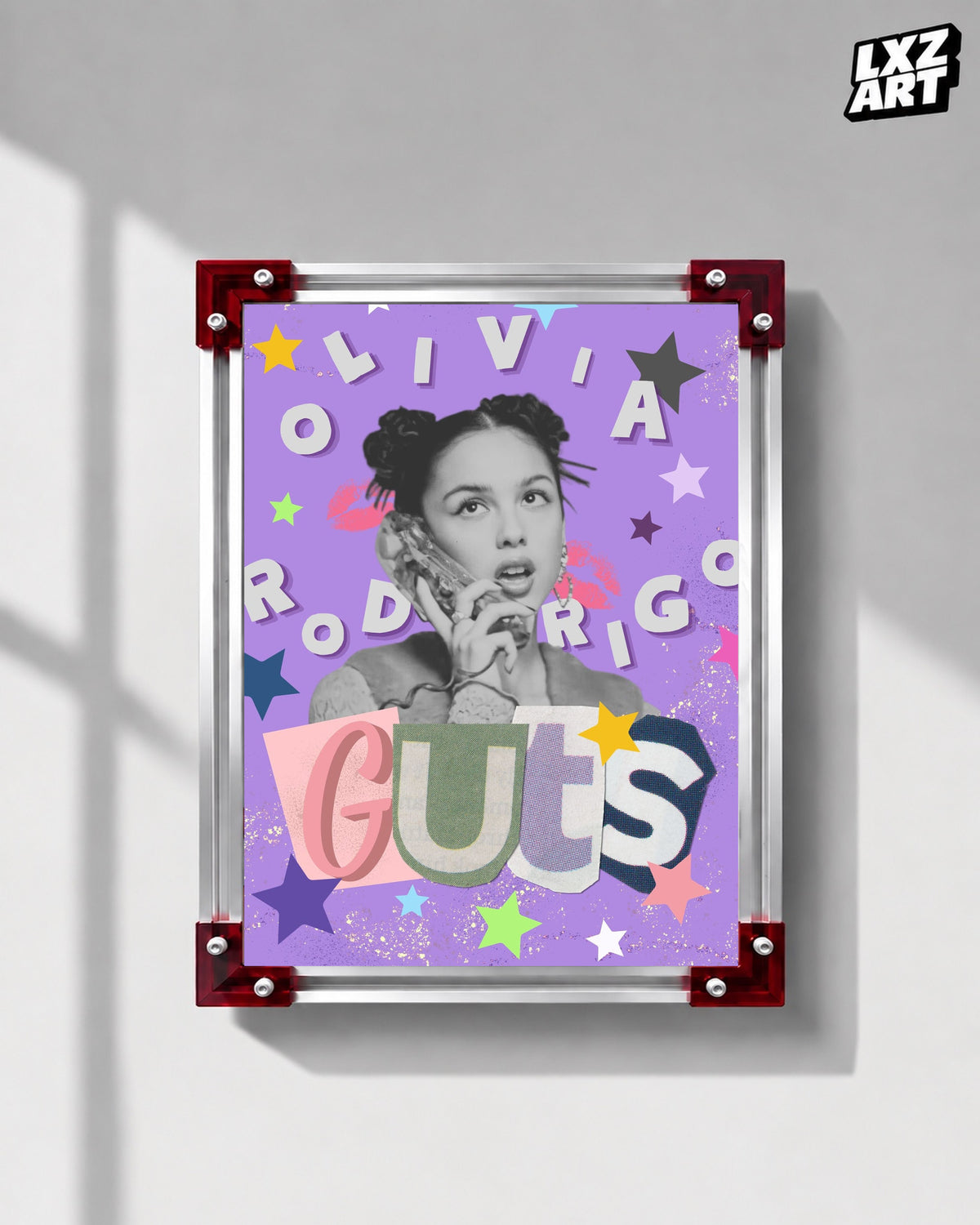 Olivia Rodrigo GUTS Pop Collage Album Poster | Unframed Wall Art — LXZART display 1; frame not included
