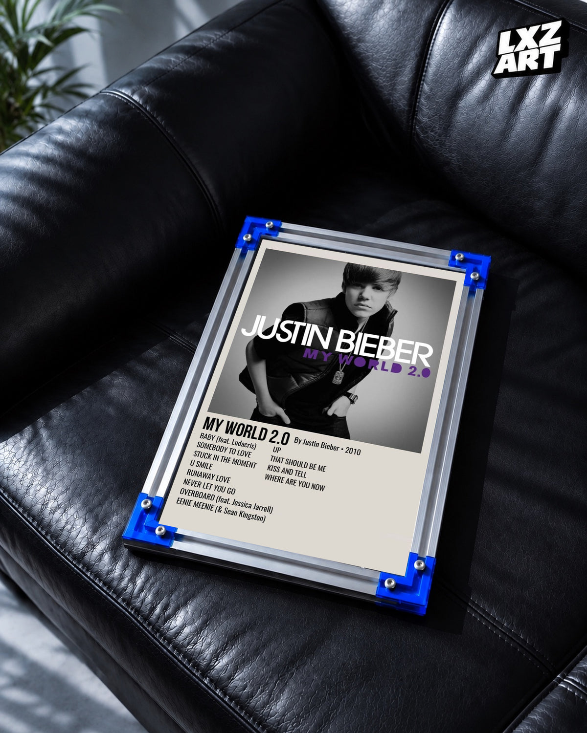 Justin Bieber My World 2.0 Album Tracklist Poster | Unframed Wall Art — LXZART display 2; frame not included