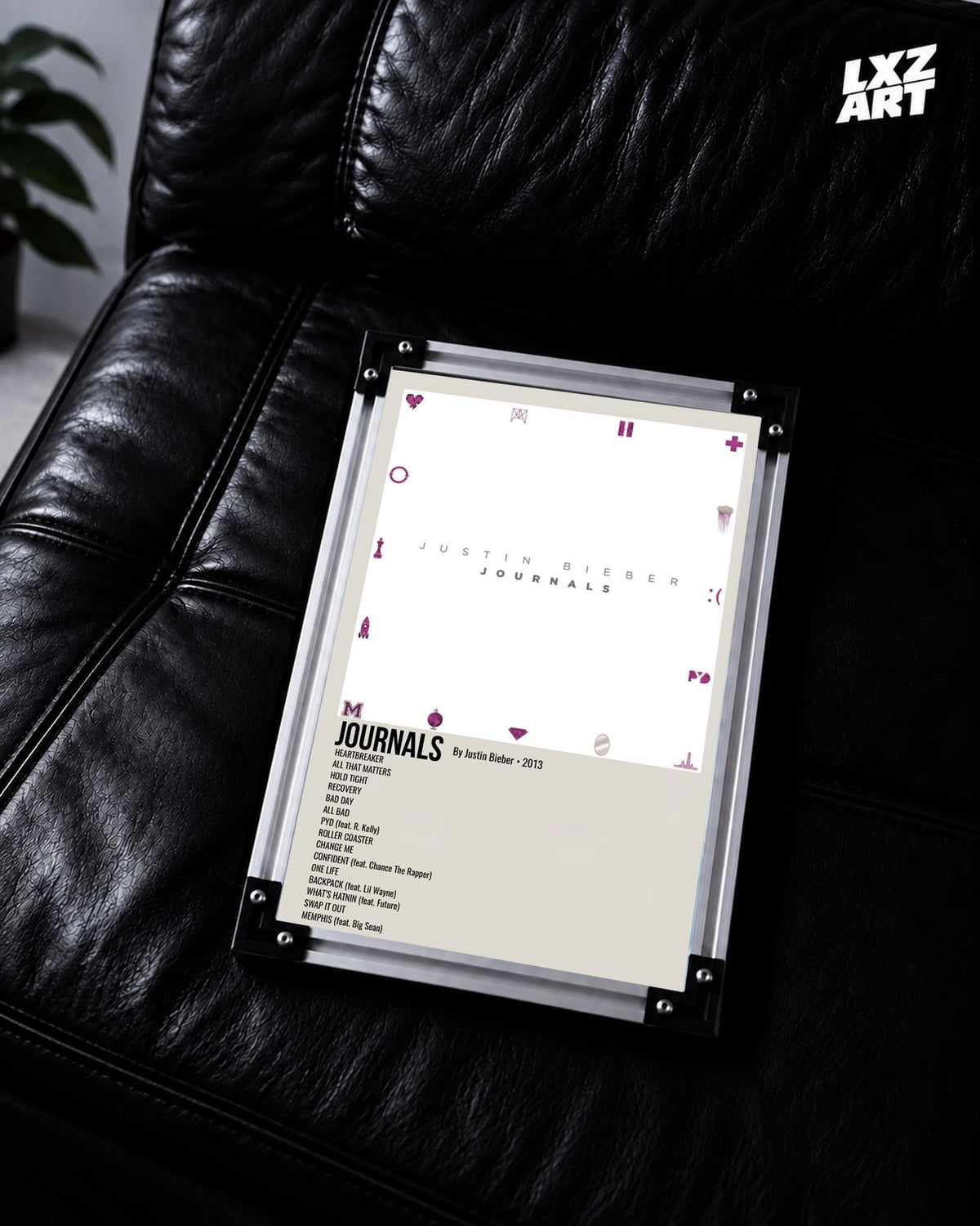 Justin Bieber Journals Album Tracklist Poster | Unframed Wall Art — LXZART display 2; frame not included