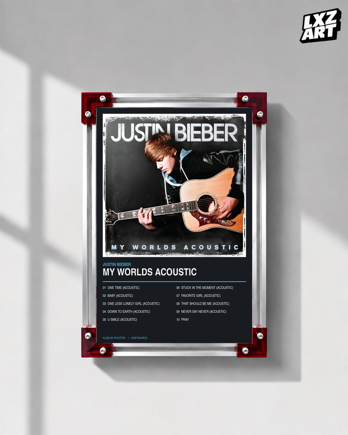 Justin Bieber My Worlds Acoustic Album Poster | Unframed Wall Art — LXZART display 1; frame not included