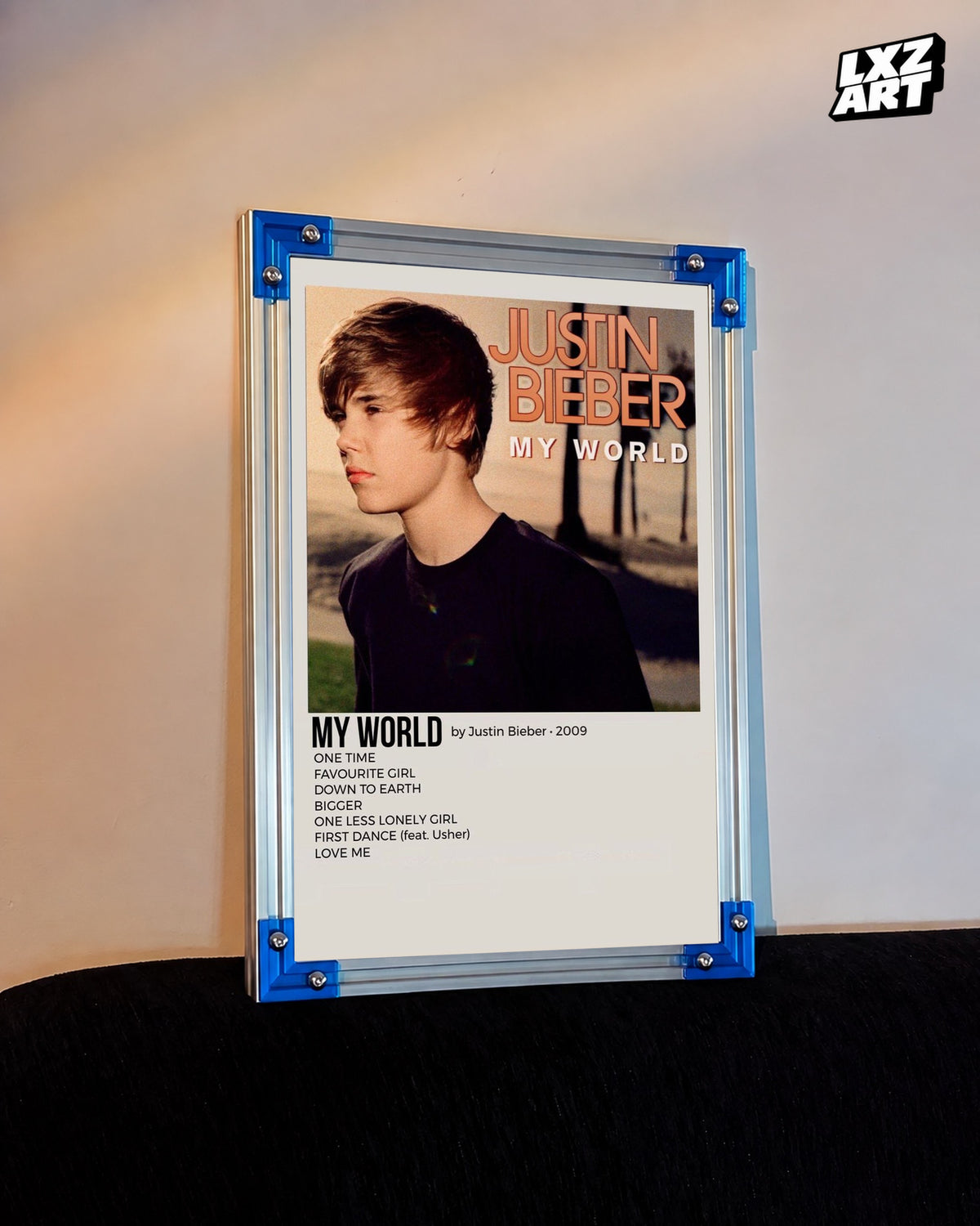 Justin Bieber My World Album Tracklist Poster | Unframed Wall Art — LXZART display 3; frame not included