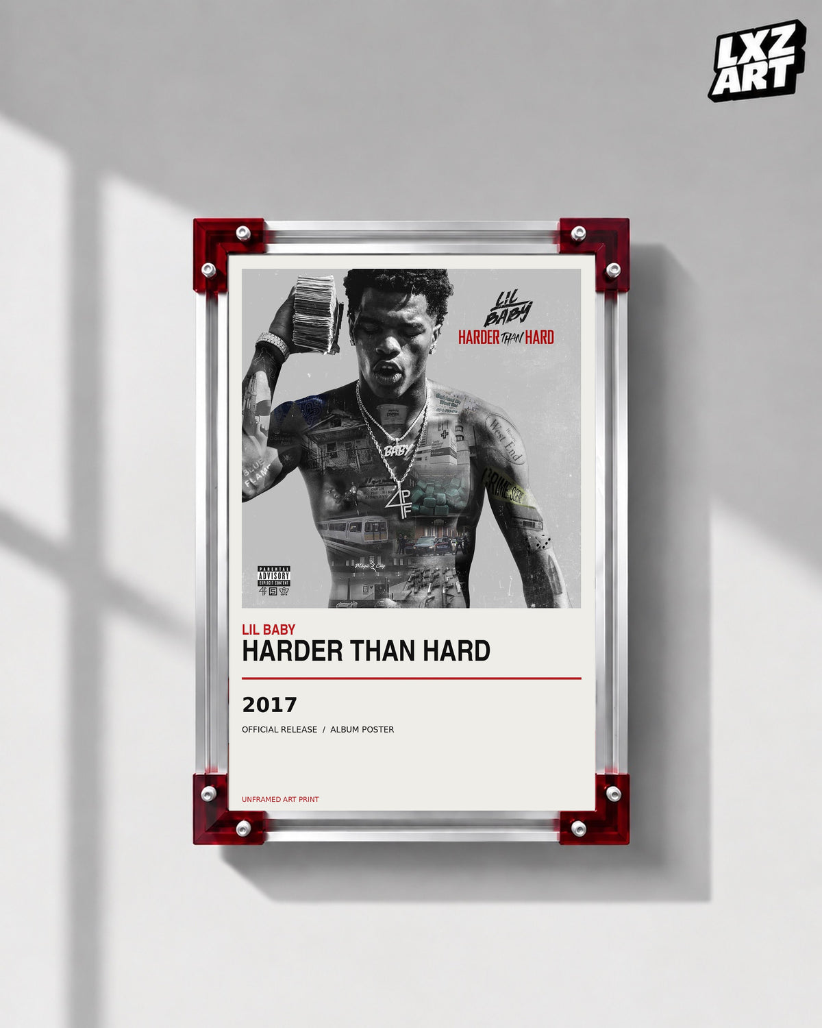 Lil Baby Harder Than Hard Album Poster | Unframed Wall Art — LXZART display 1; frame not included