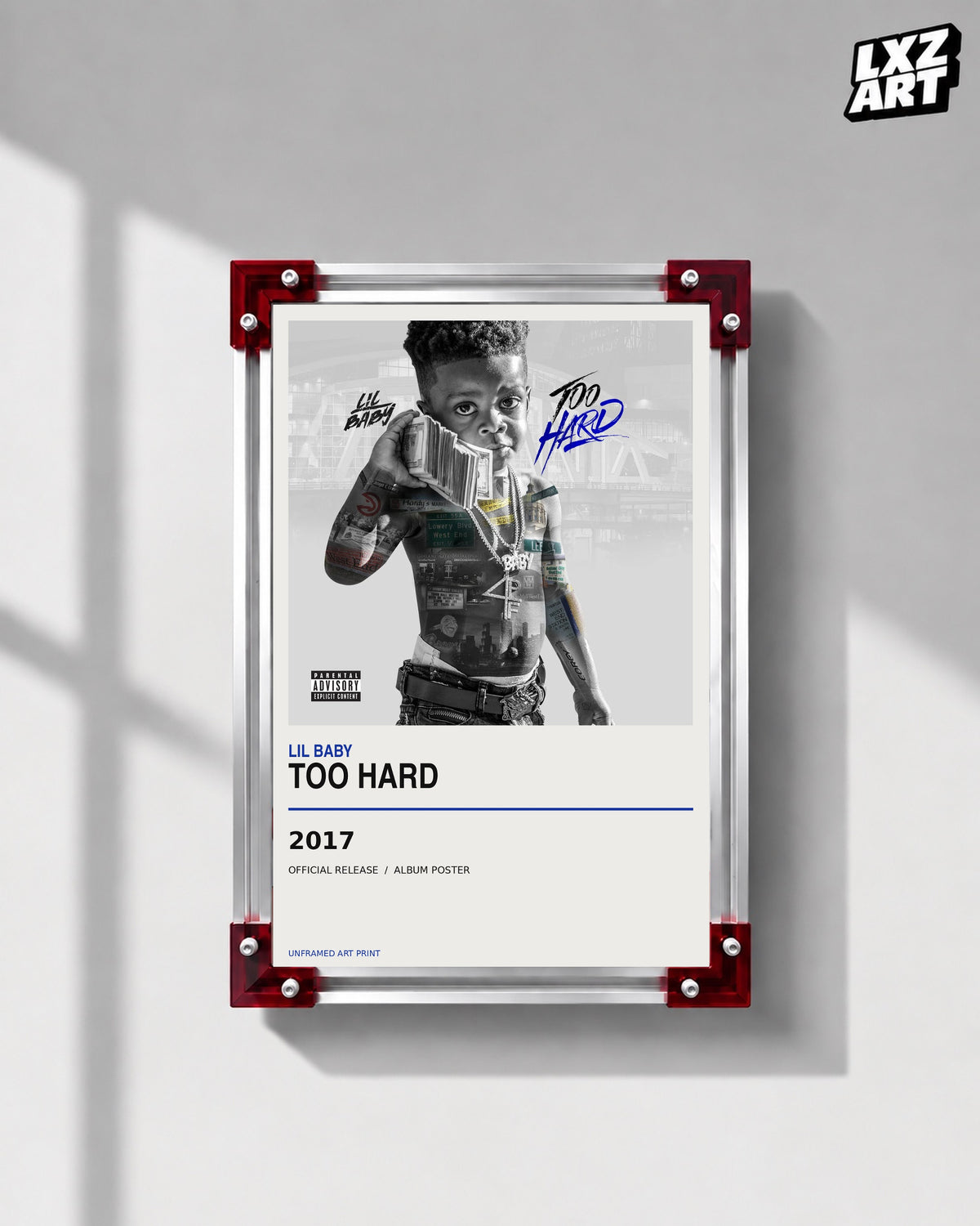 Lil Baby Too Hard Album Poster | Unframed Wall Art — LXZART display 1; frame not included