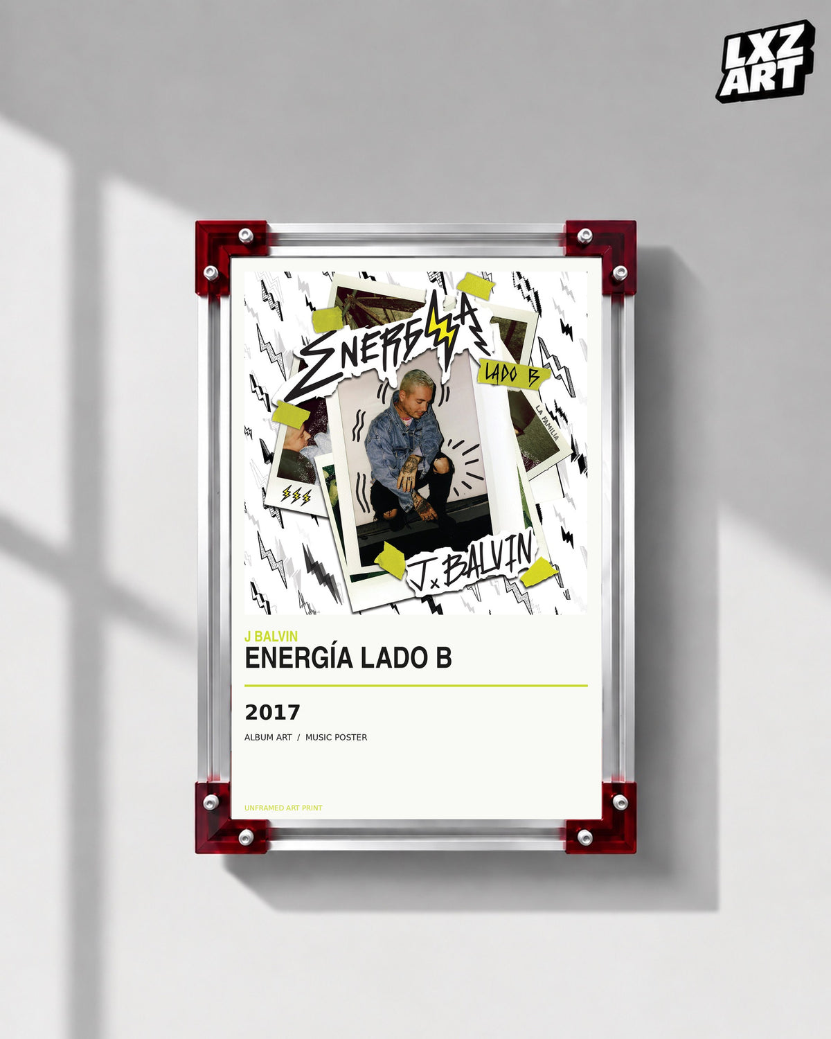 J Balvin Energía Lado B Album Poster | Unframed Wall Art — LXZART display 1; frame not included