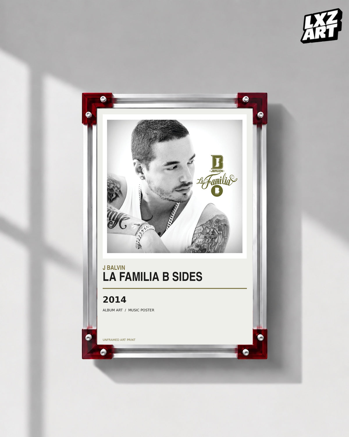 J Balvin La Familia B Sides Album Poster | Unframed Wall Art — LXZART display 1; frame not included