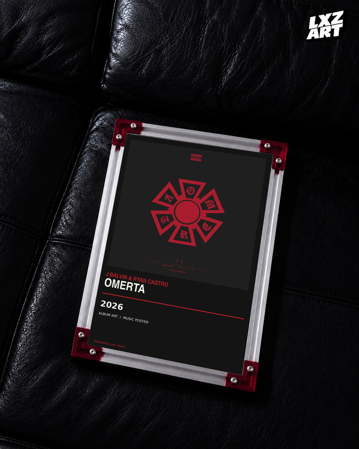 J Balvin & Ryan Castro OMERTA Album Poster | Unframed Wall Art — LXZART display 2; frame not included
