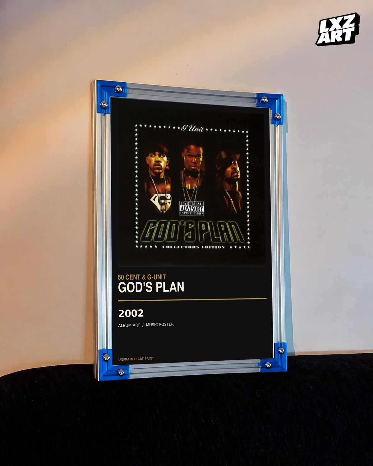 50 Cent & G-Unit God’s Plan Album Poster | Unframed Wall Art — LXZART display 3; frame not included