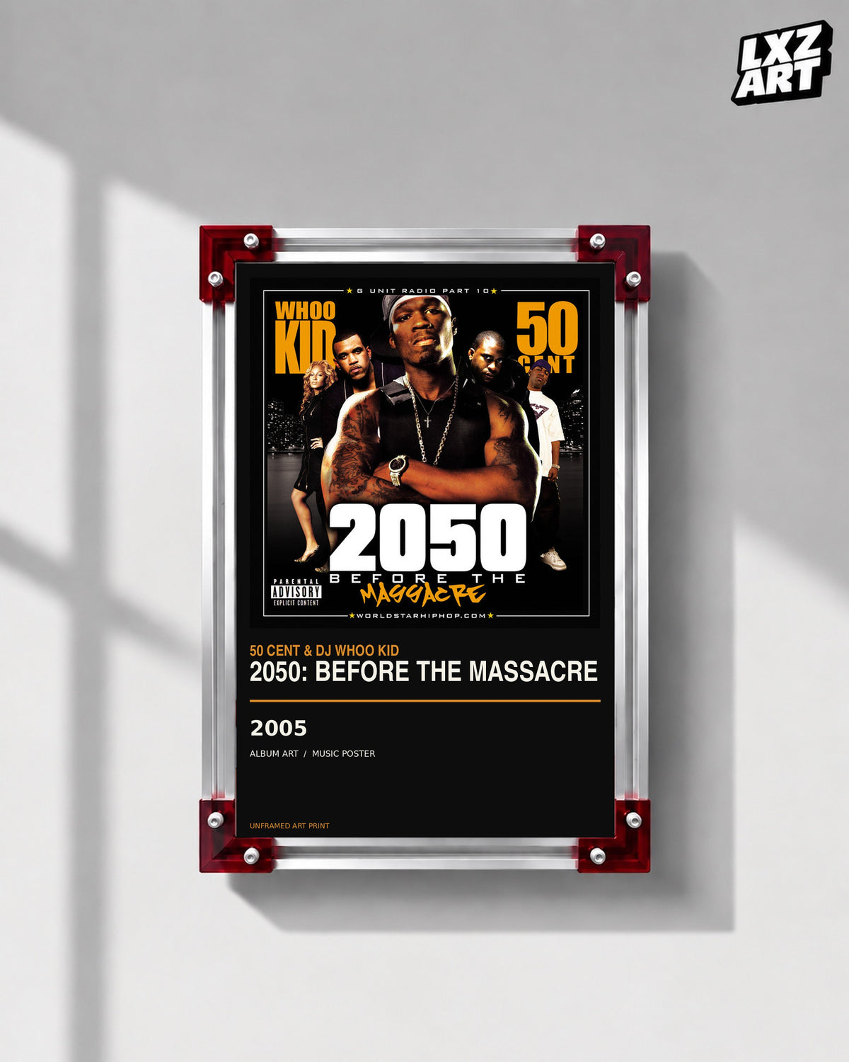 50 Cent & DJ Whoo Kid 2050 Before the Massacre Album Poster | Unframed Wall Art — LXZART display 1; frame not included