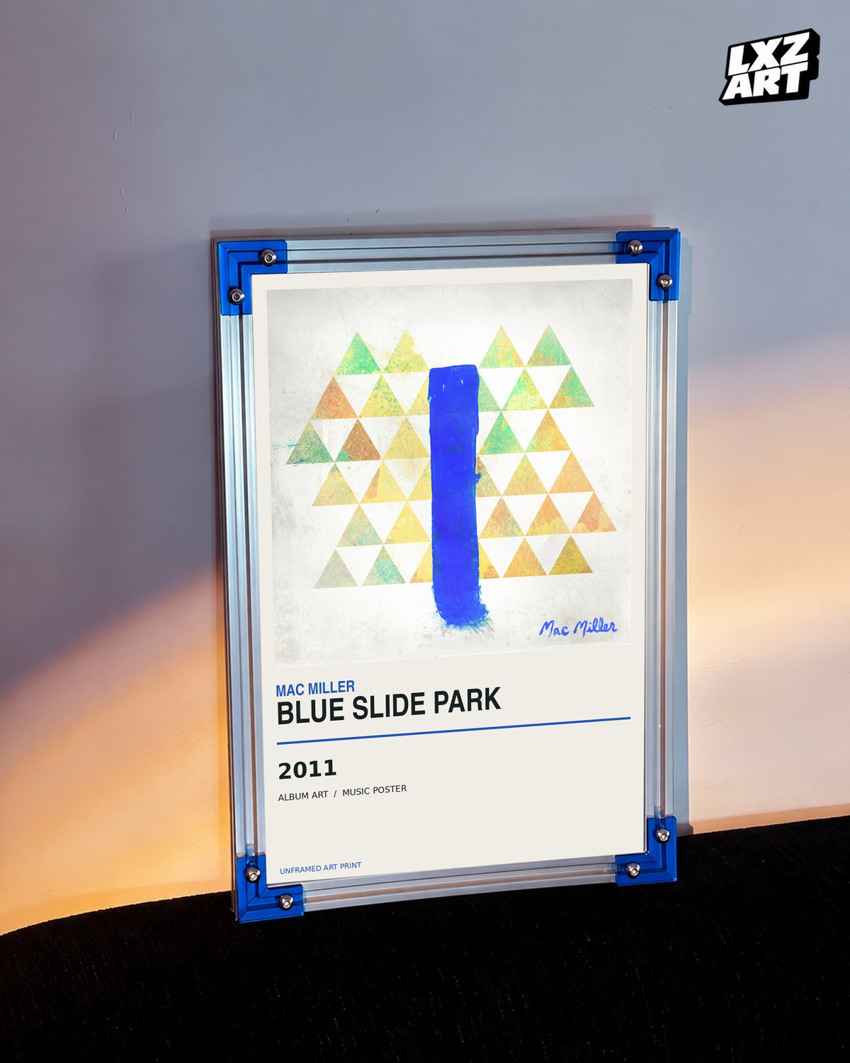 Mac Miller Blue Slide Park Album Poster | Unframed Wall Art — LXZART display 3; frame not included