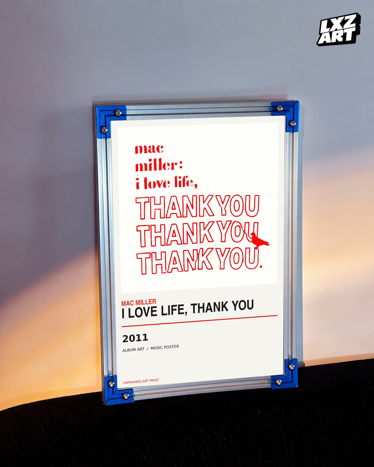 Mac Miller I Love Life Thank You Album Poster | Unframed Wall Art — LXZART display 3; frame not included