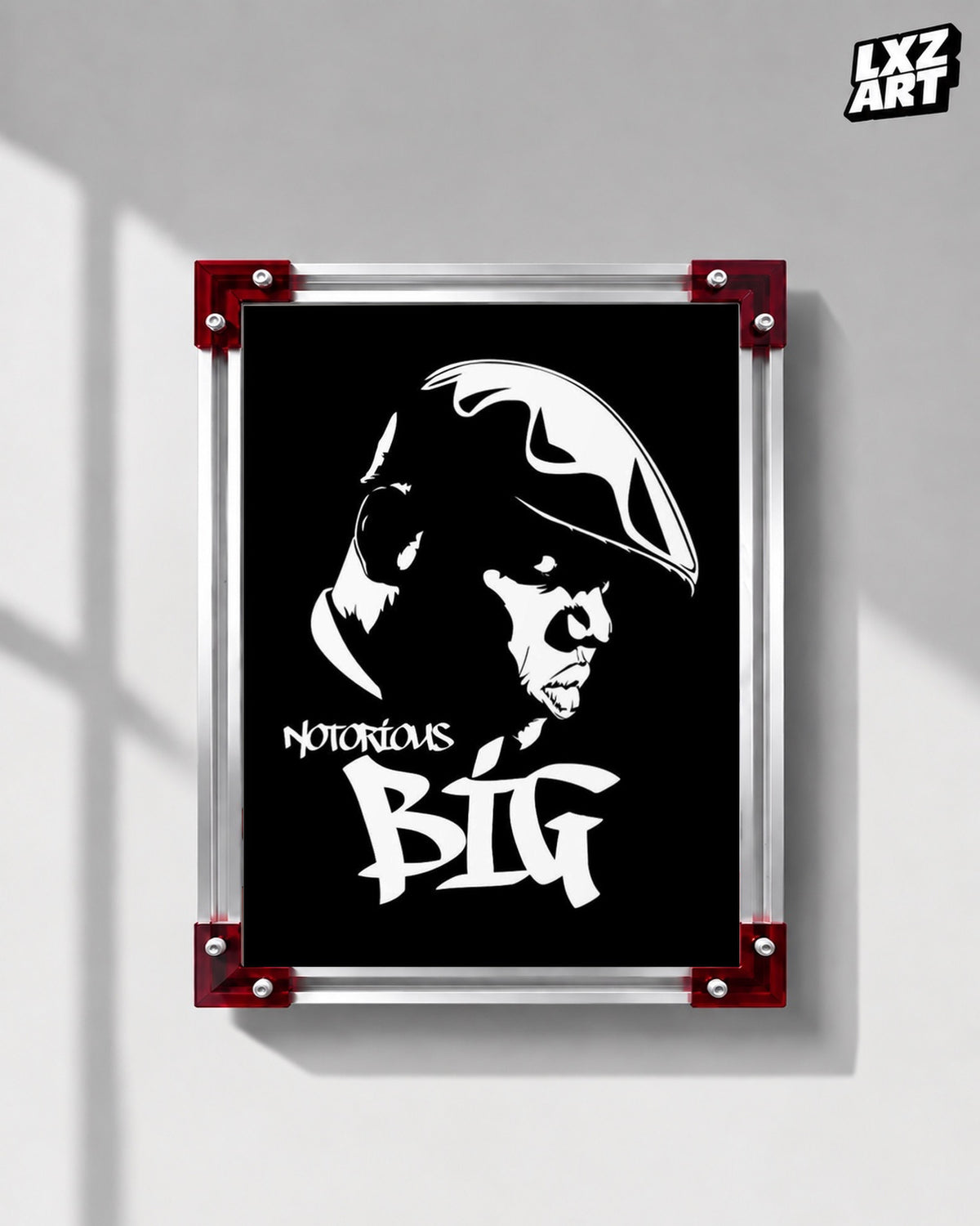 The Notorious B.I.G. Black and White Stencil Style Poster | Unframed — LXZART display 1; frame not included