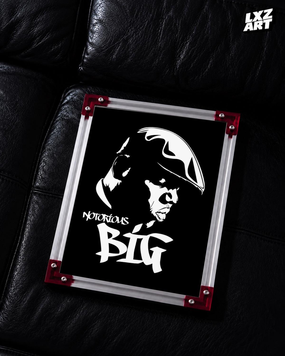 The Notorious B.I.G. Black and White Stencil Style Poster | Unframed — LXZART display 2; frame not included