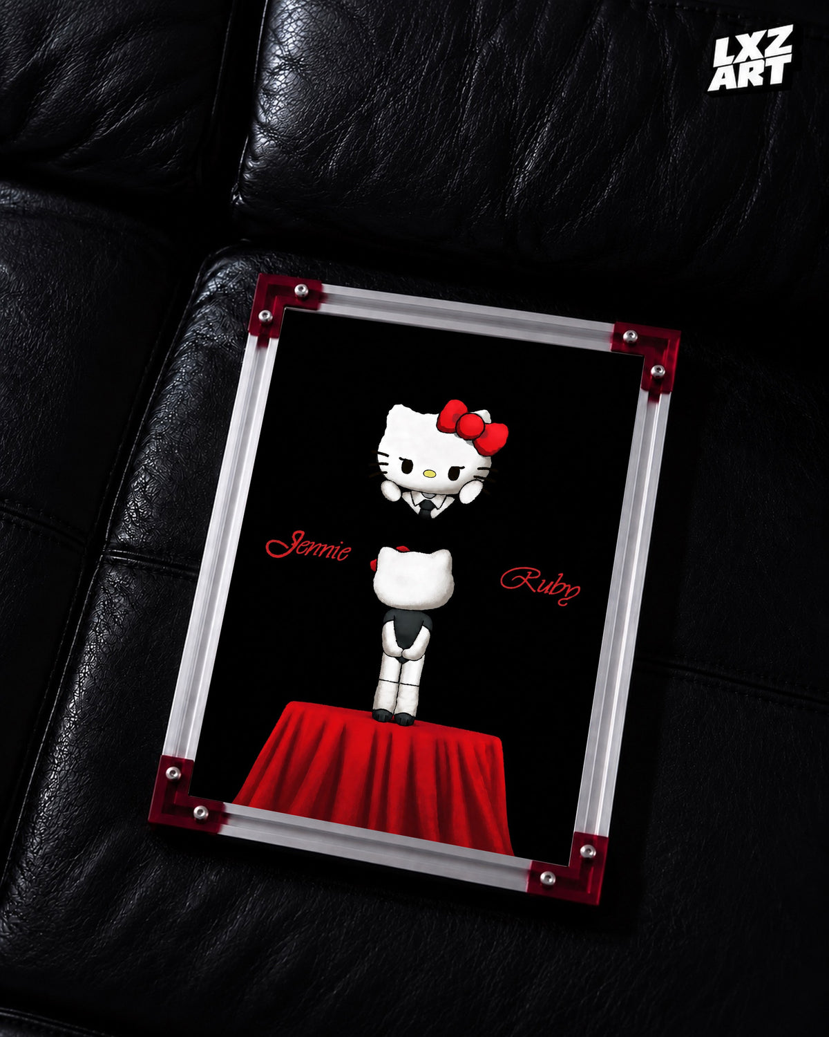 JENNIE Ruby x Hello Kitty Fan Art Poster | Unframed — LXZART display 2; frame not included