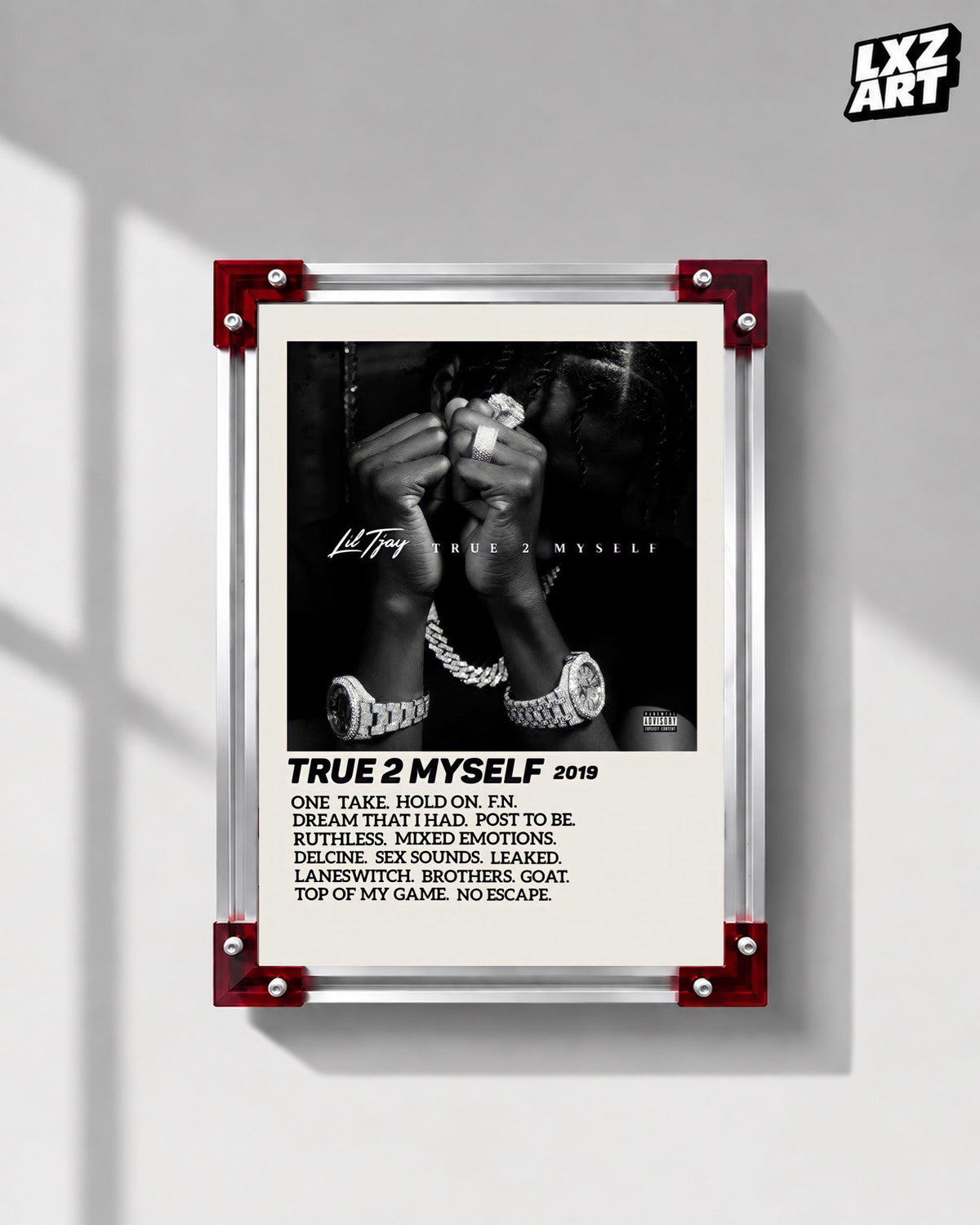 Lil Tjay True 2 Myself Cream Tracklist Poster | Unframed Wall Art — LXZART display 1; frame not included