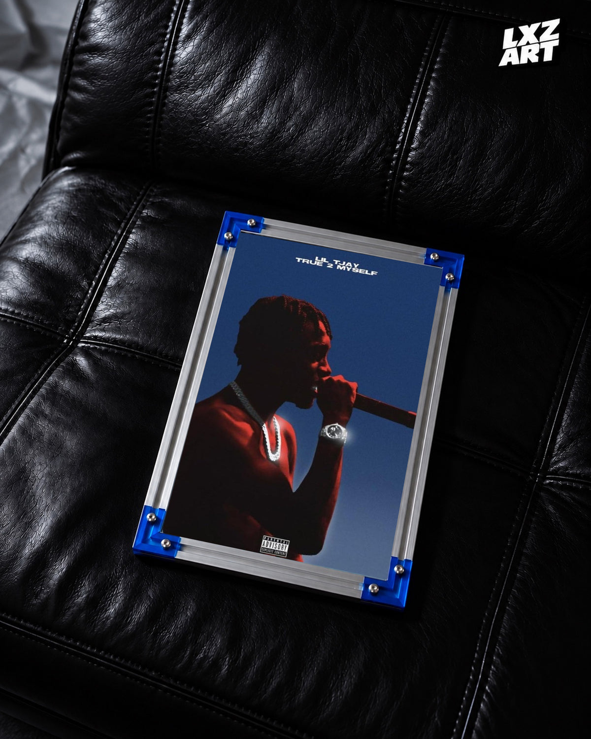 Lil Tjay True 2 Myself Blue Performance Poster | Unframed Wall Art — LXZART display 2; frame not included