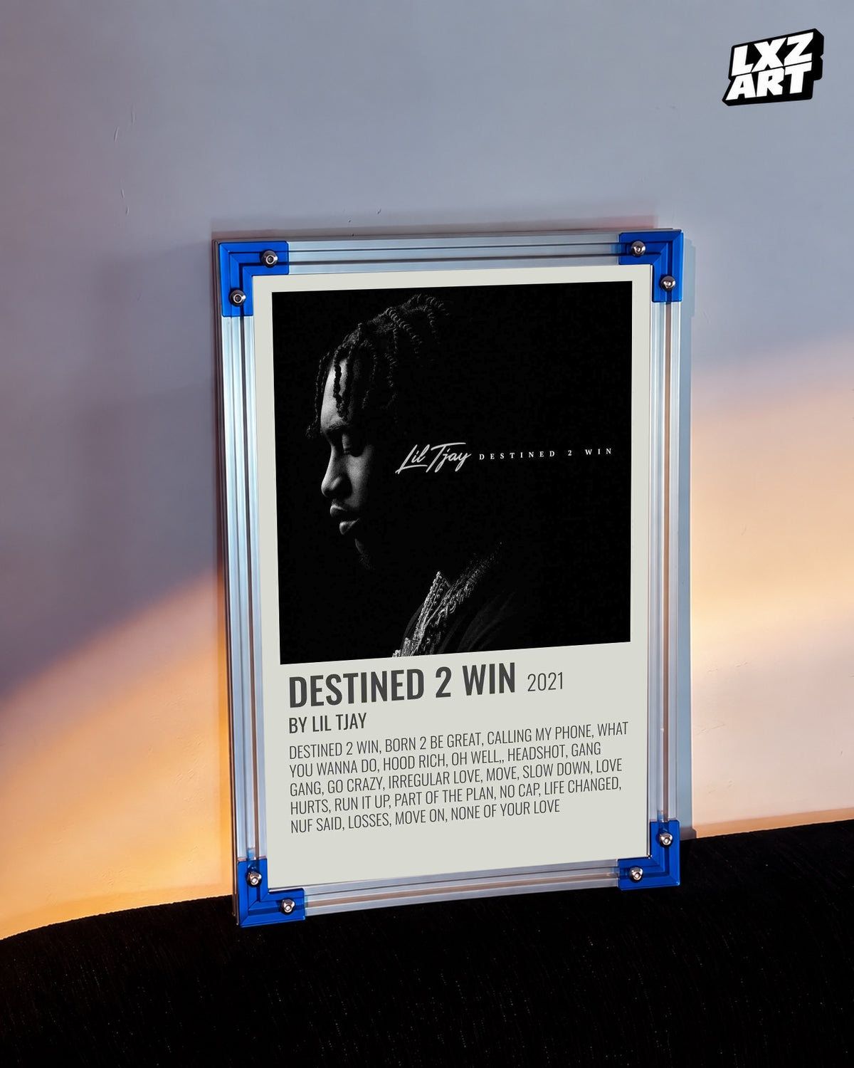 Lil Tjay Destined 2 Win Sage Tracklist Poster | Unframed Wall Art — LXZART display 3; frame not included